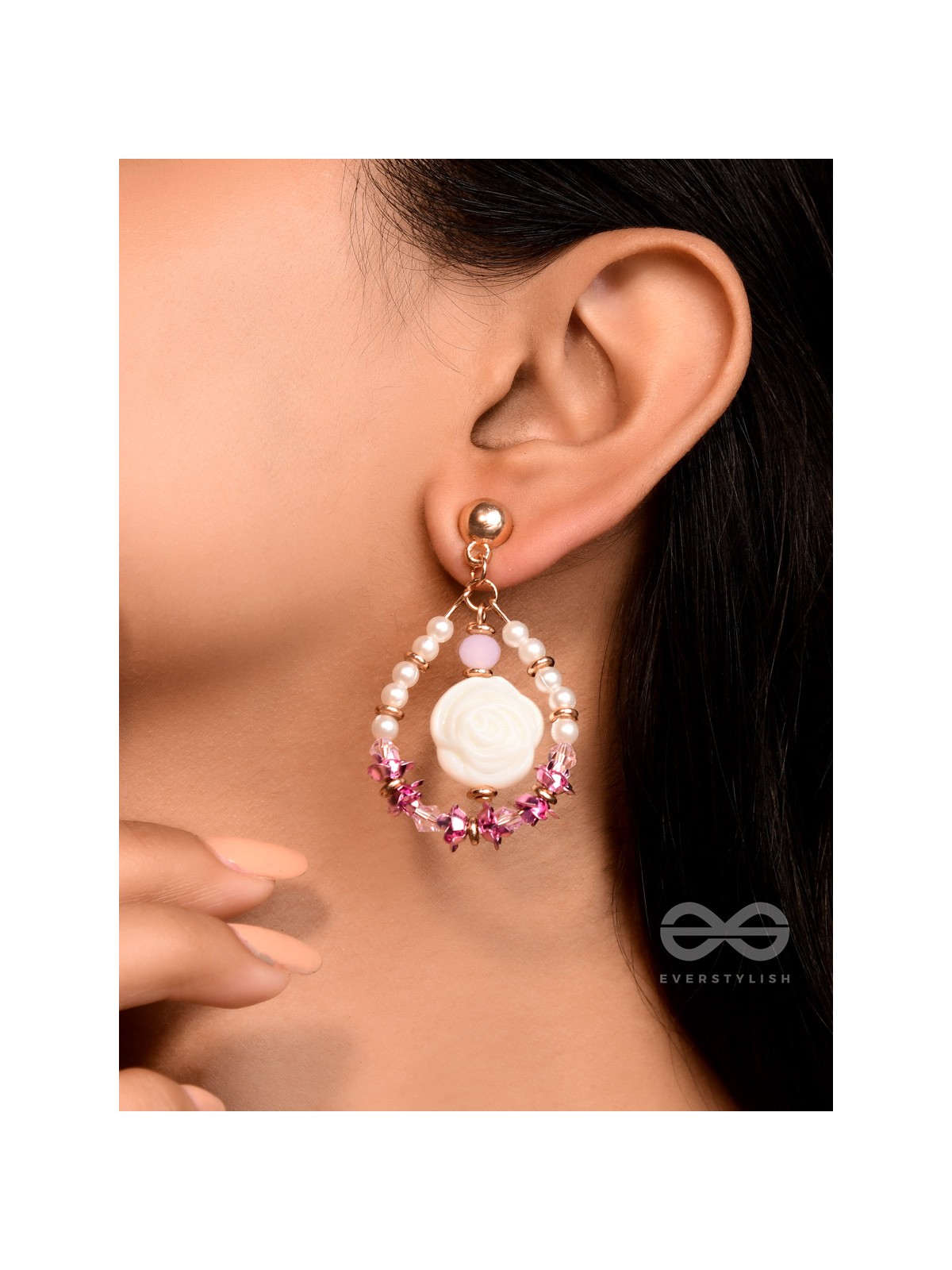 The Rose Garden- Golden Embellished Earrings