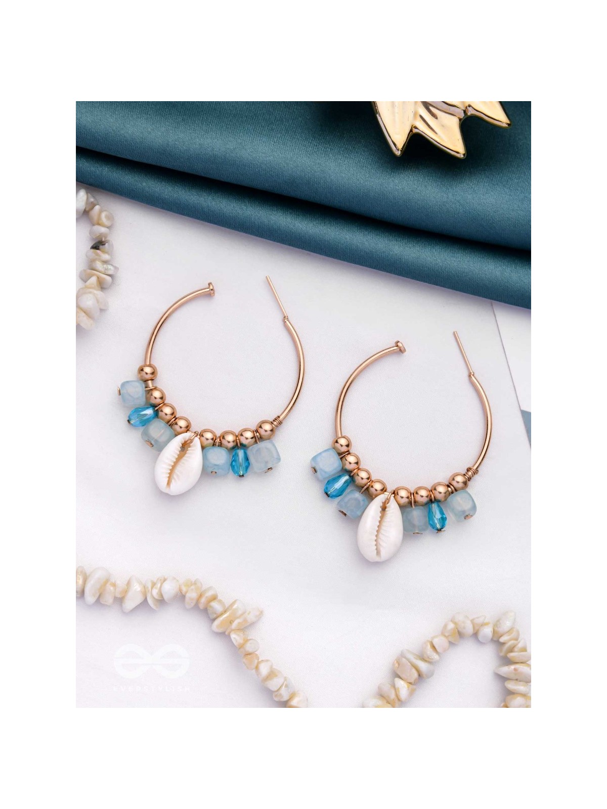 The Bomb'shell'- Golden Embellished Earrings