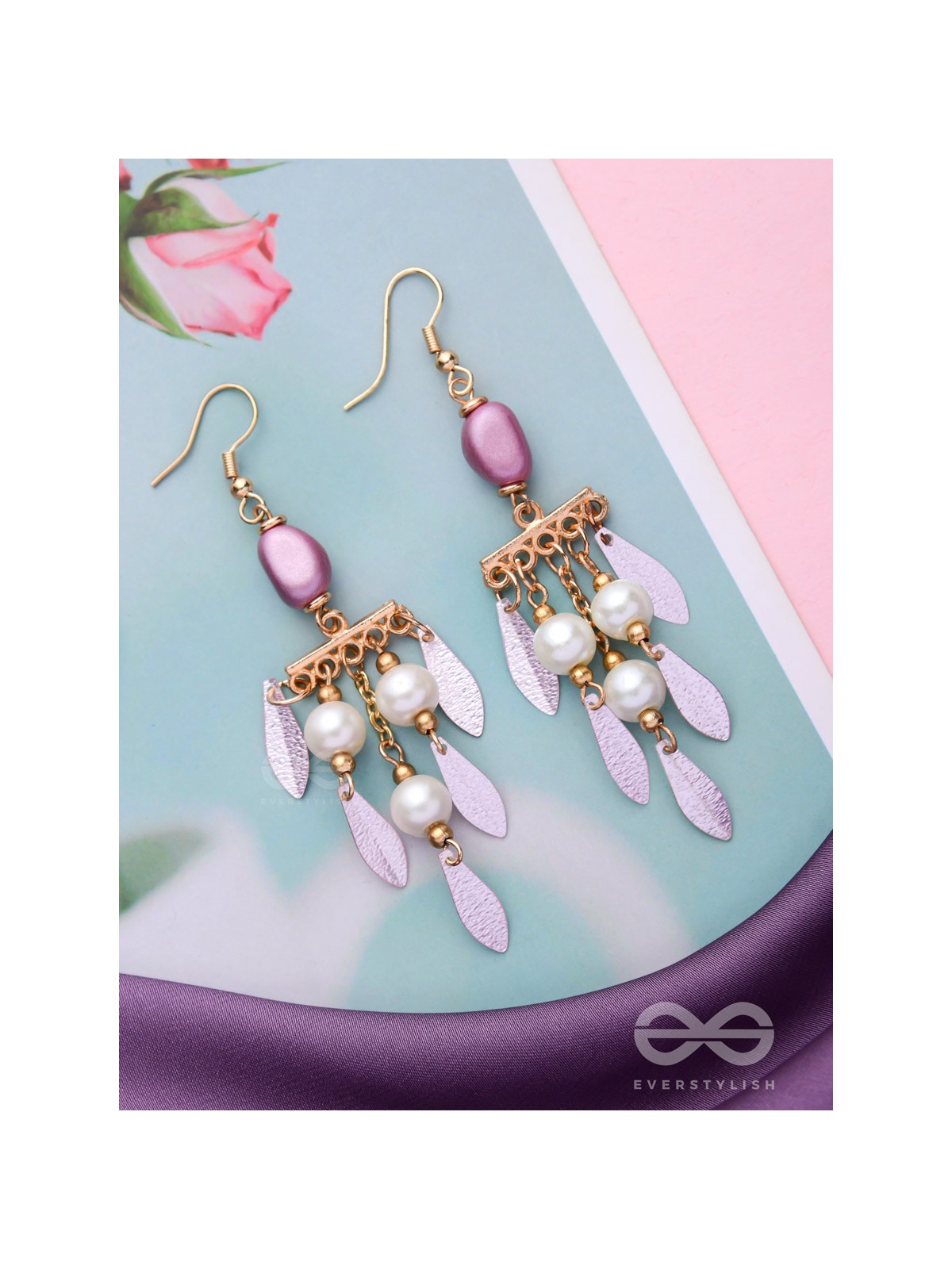 The Dewy Leaves- Golden Embellished Earrings