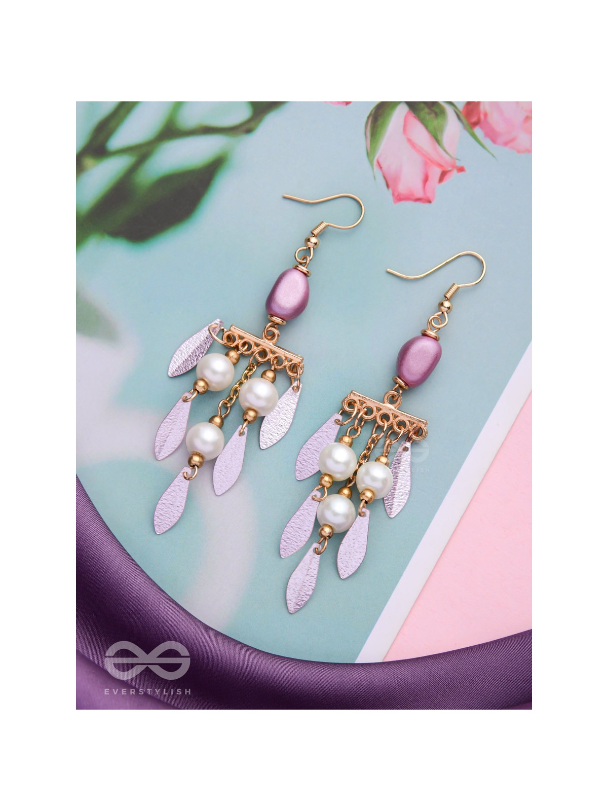 The Dewy Leaves- Golden Embellished Earrings