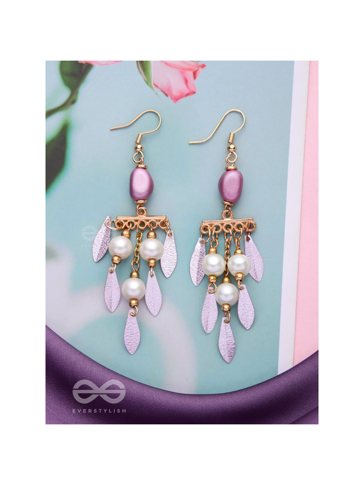 The Dewy Leaves- Golden Embellished Earrings