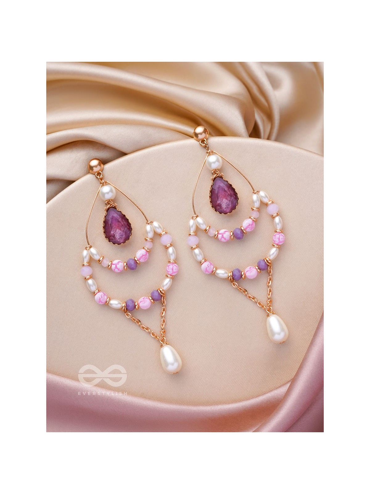 The Lavender Crush- Golden Pearl Earrings