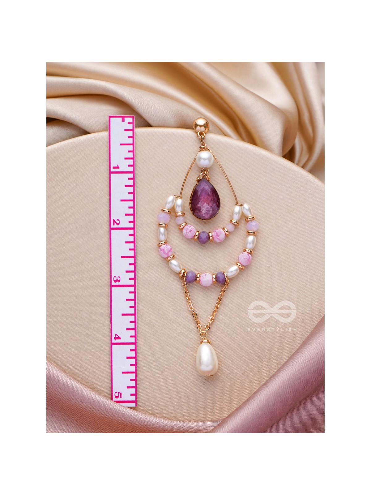 The Lavender Crush- Golden Pearl Earrings