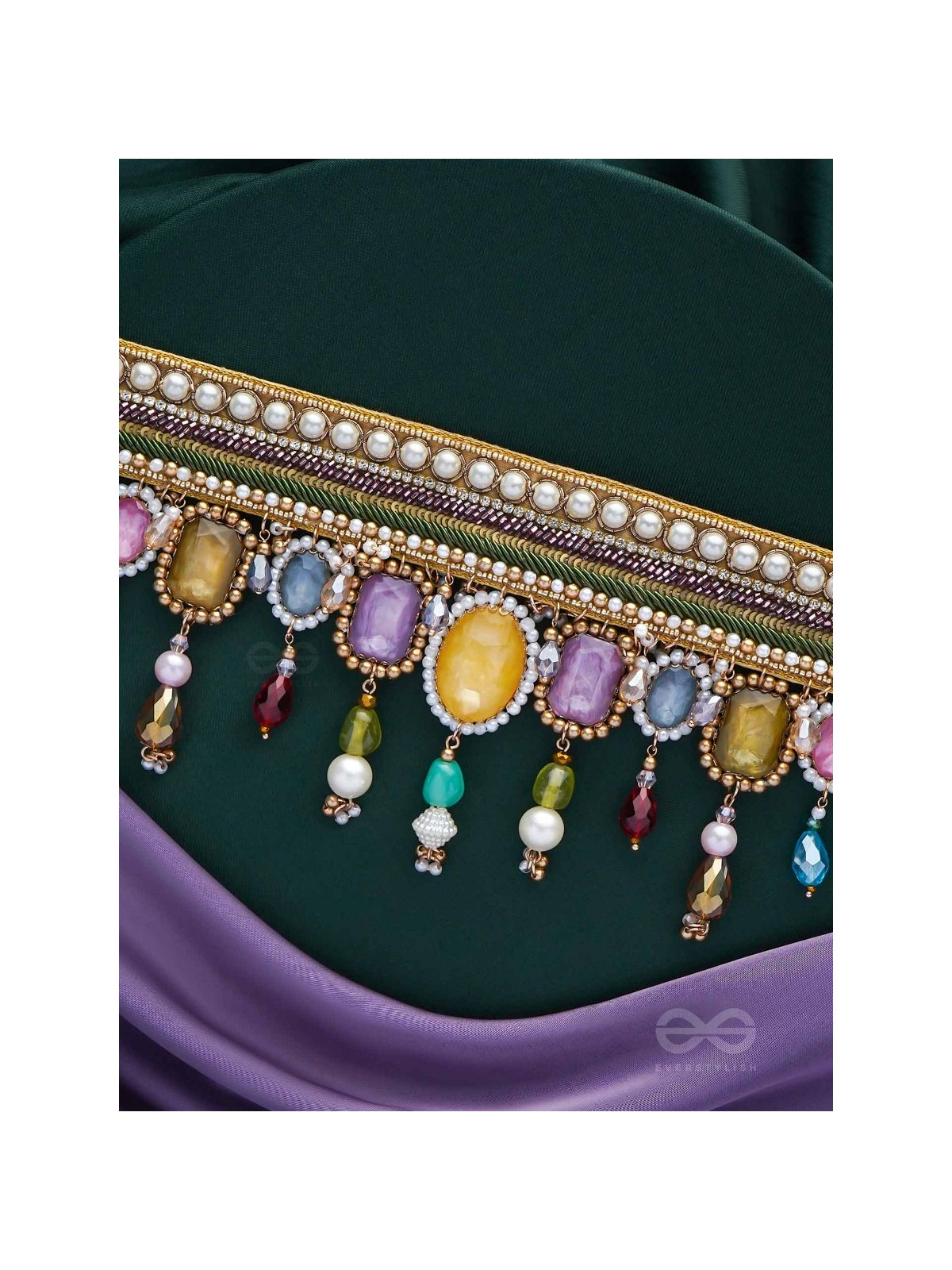 Shikhina- The Bright Lamps- Stones, Sequins & Beads Embroidered Choker Necklace