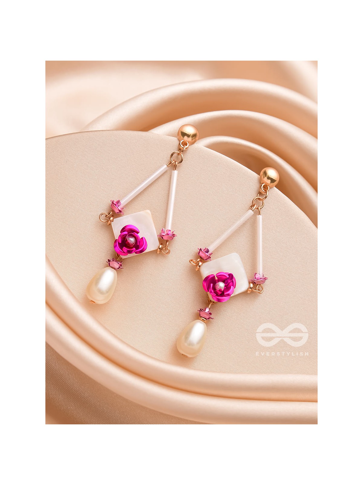 THE PETAL PRISM-  PEARL DROP EARRINGS 