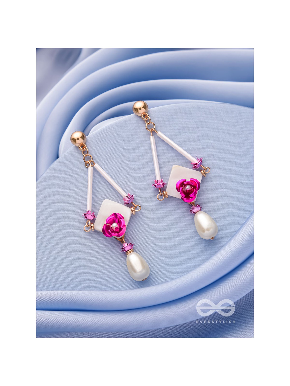 THE PETAL PRISM-  PEARL DROP EARRINGS 