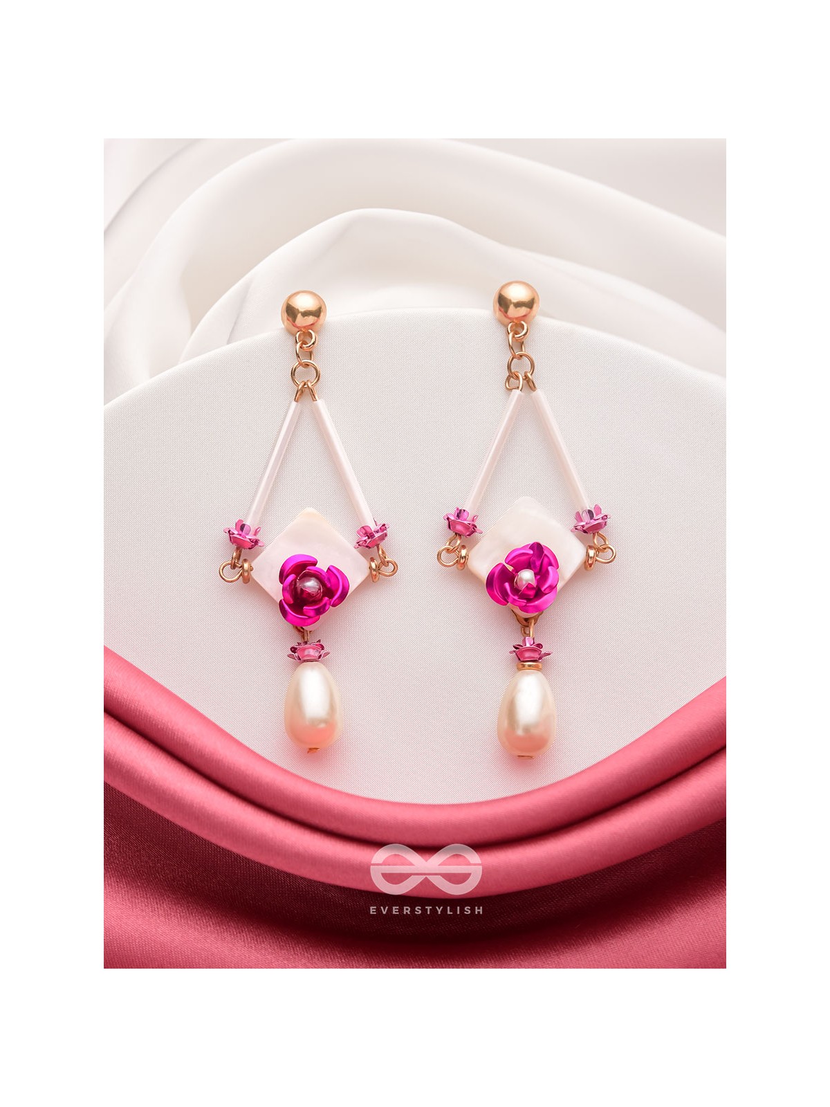 THE PETAL PRISM-  PEARL DROP EARRINGS 