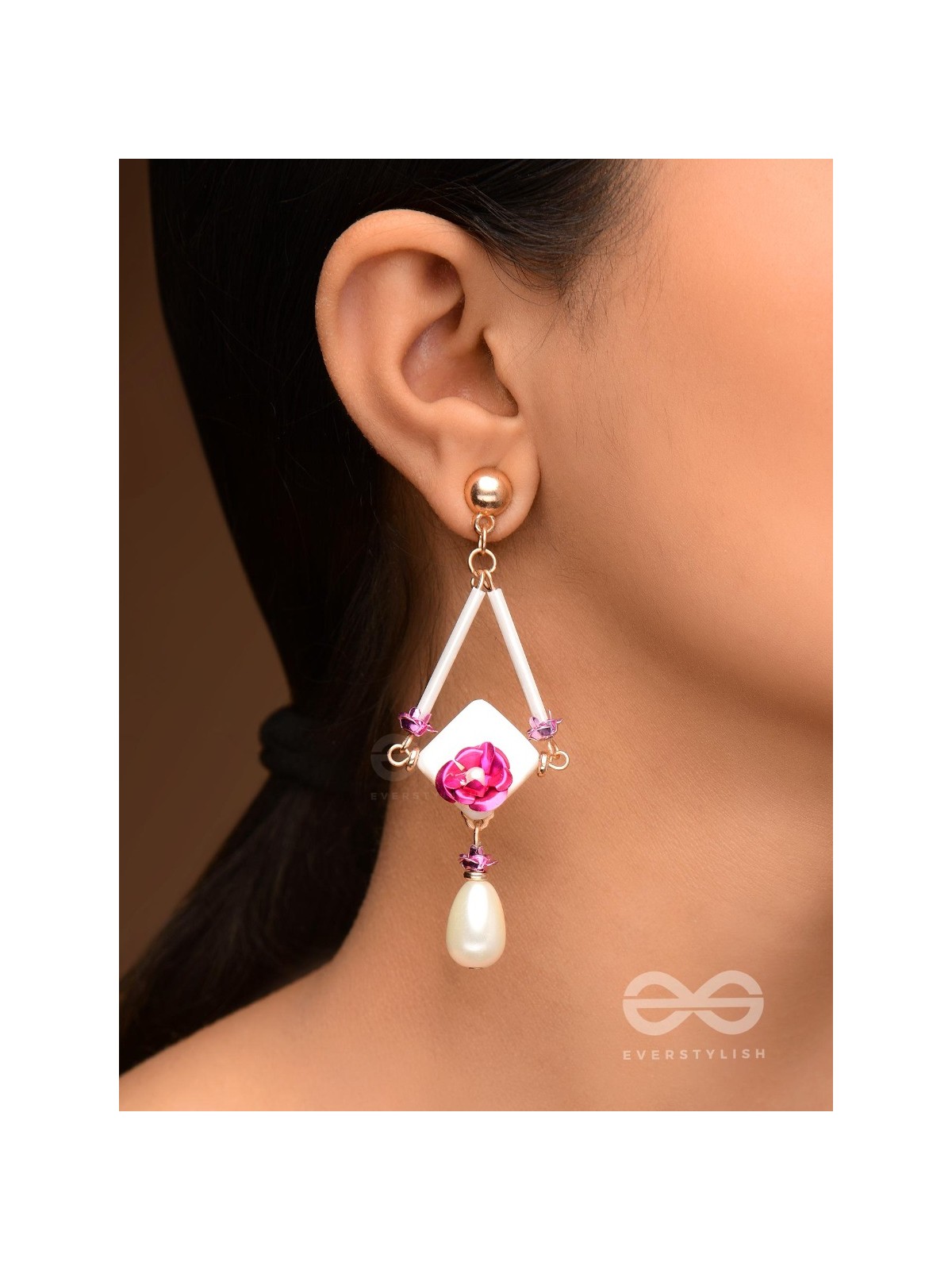 THE PETAL PRISM-  PEARL DROP EARRINGS 