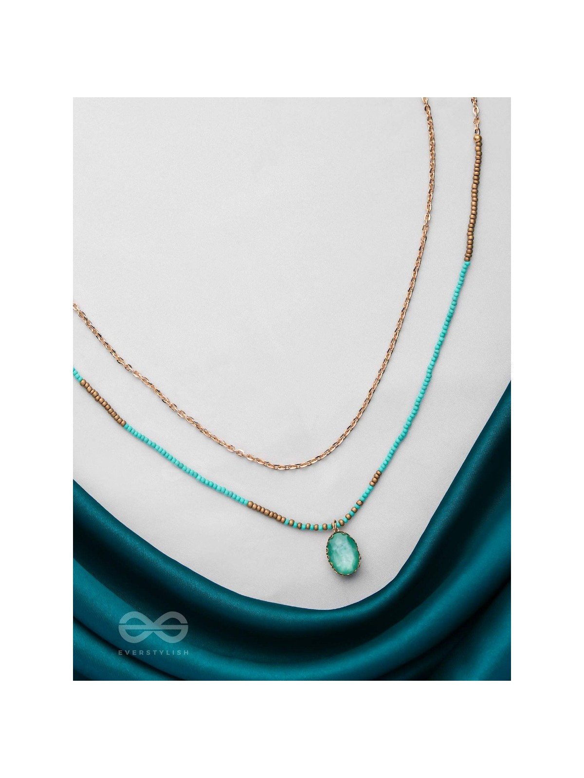 The Aquamarine Elegance - Everyday Wear Layered Necklace With Anti-Tarnish Coating 