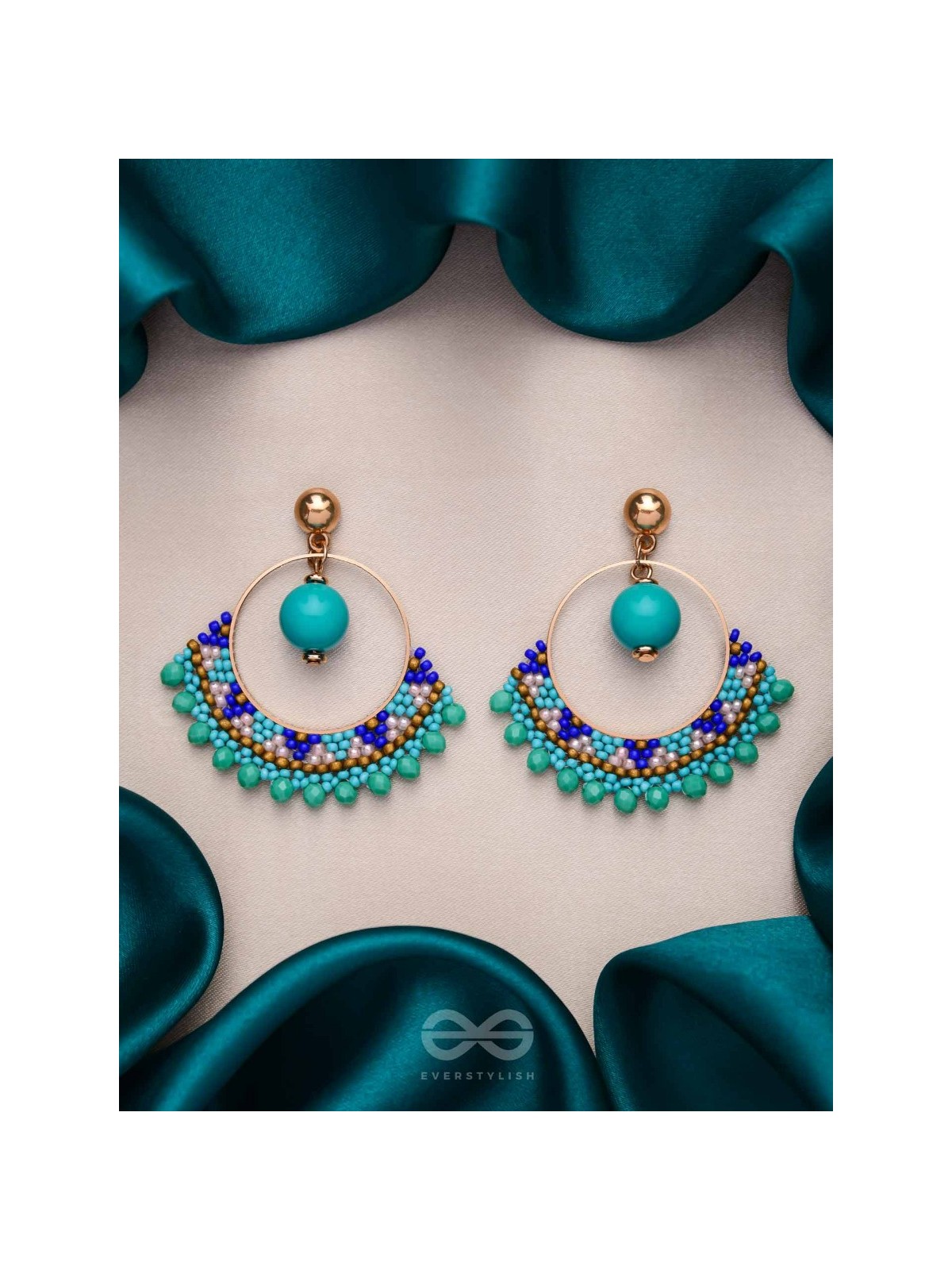 THE BLUE BLINKS - BEADED HOOP EARRINGS