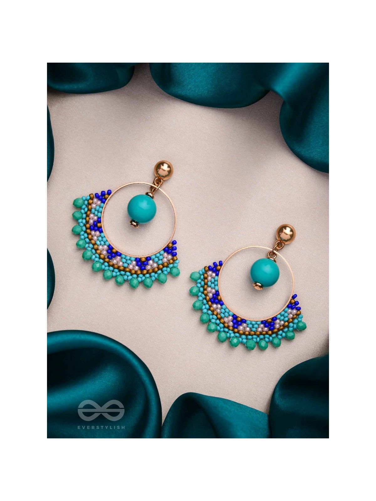 THE BLUE BLINKS - BEADED HOOP EARRINGS