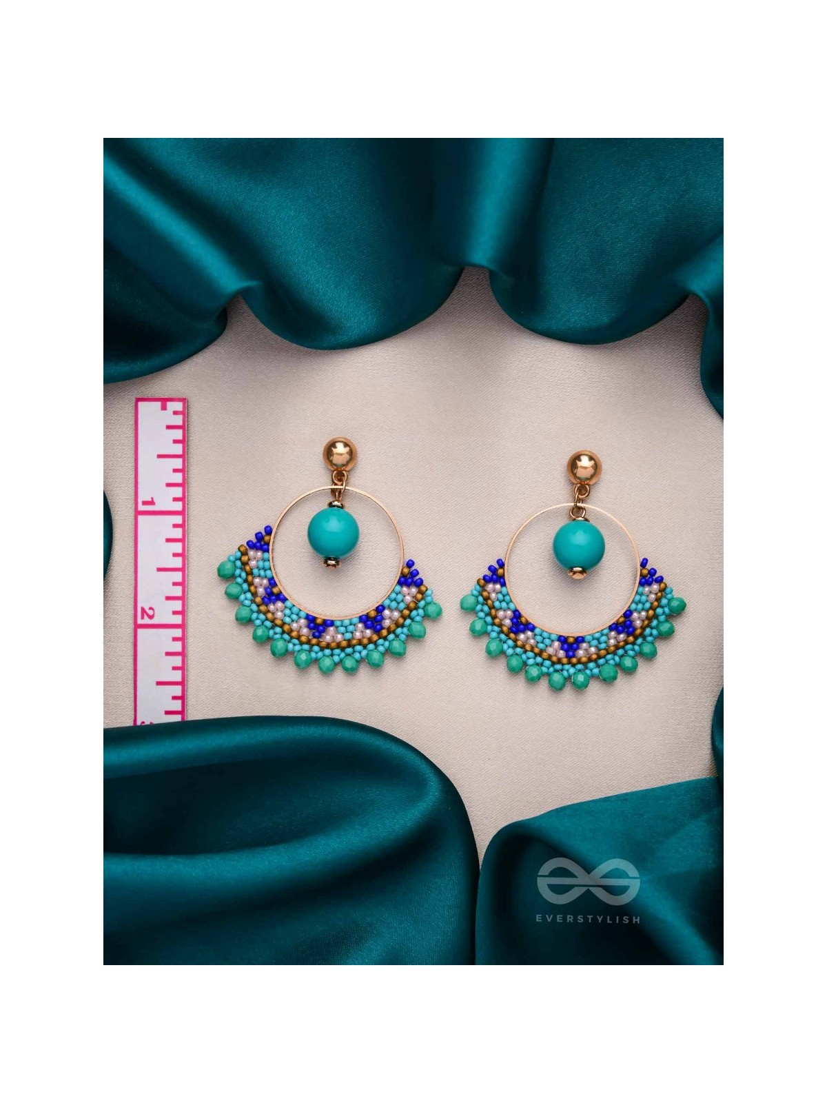 THE BLUE BLINKS - BEADED HOOP EARRINGS