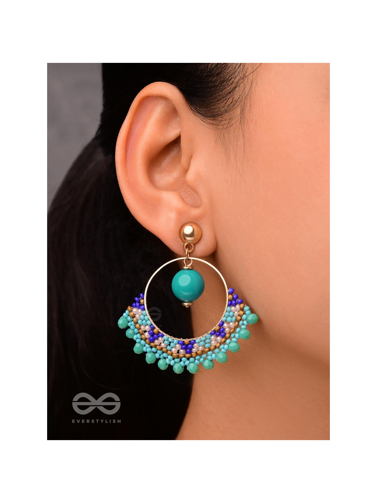 THE BLUE BLINKS - BEADED HOOP EARRINGS