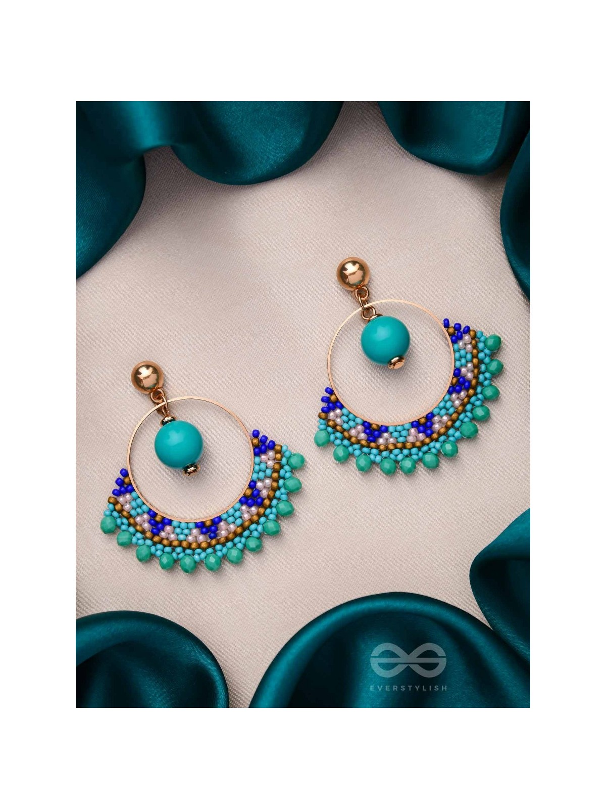 THE BLUE BLINKS - BEADED HOOP EARRINGS