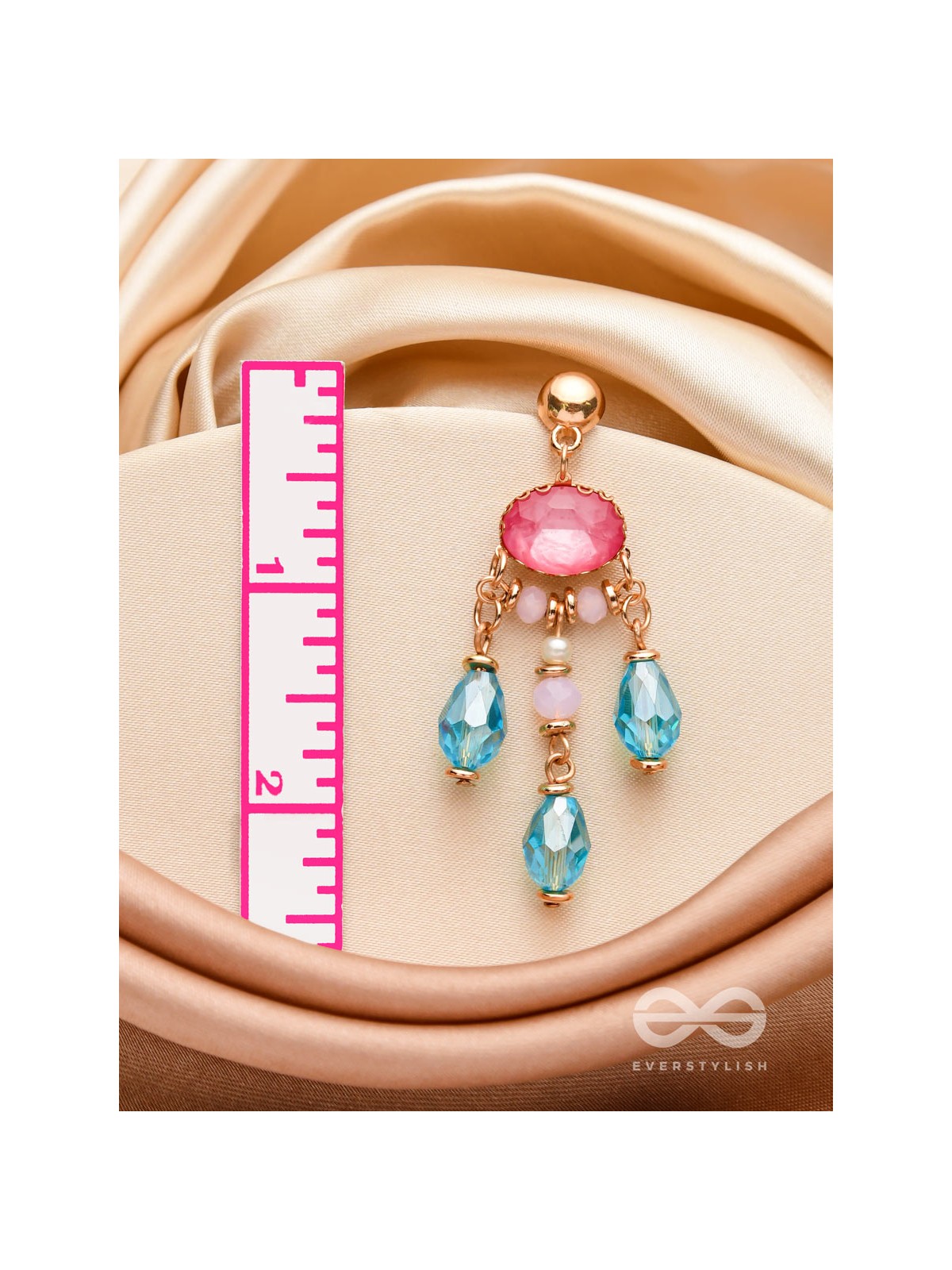 PINK CHAMPAGNE RAINS - GOLDEN EMBELLISHED EARRINGS