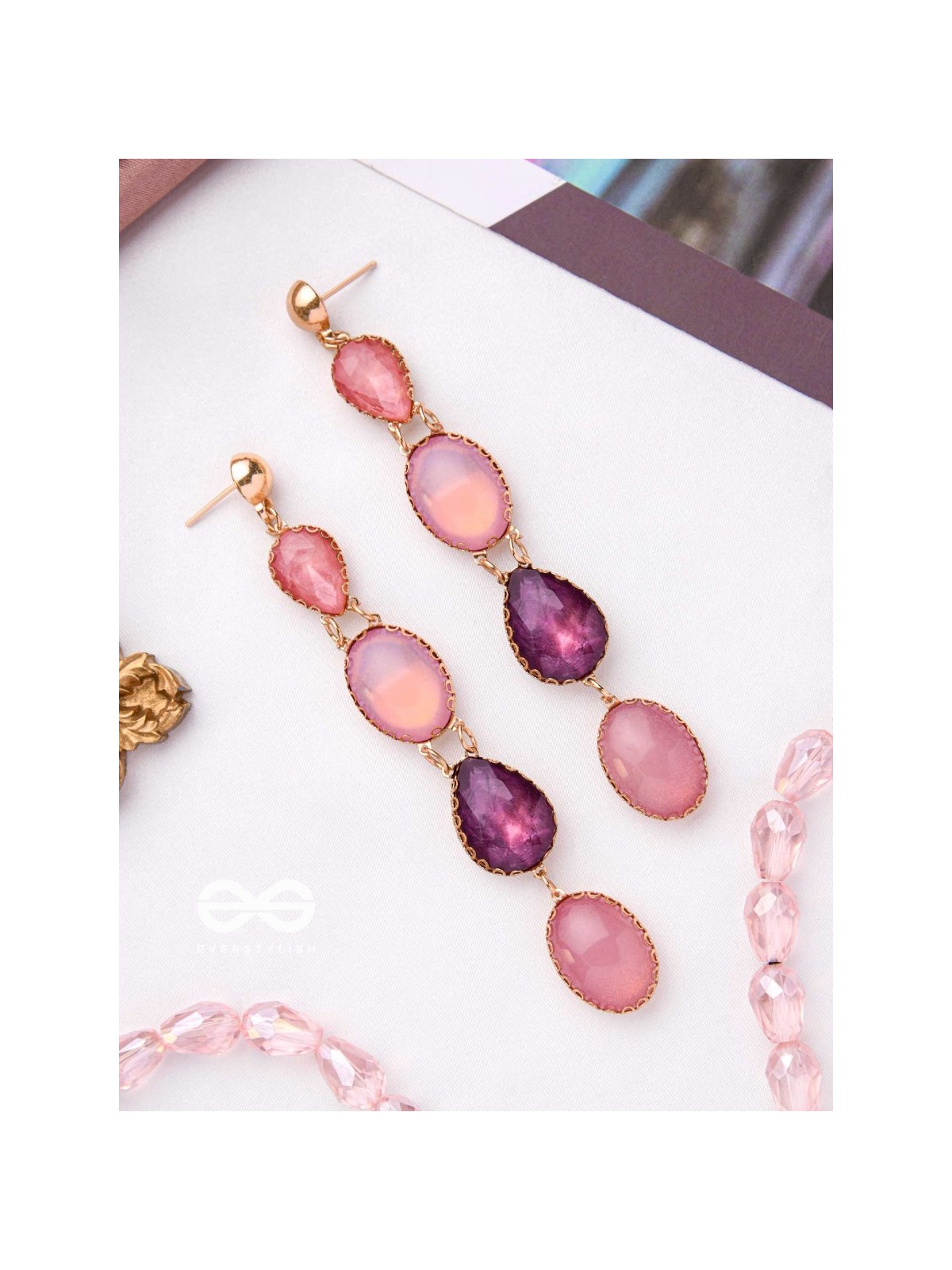 ROSE SOAKED RAIN - CLASSIC STATEMENT EARRINGS