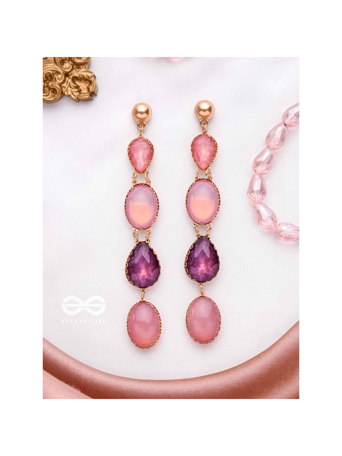 ROSE SOAKED RAIN - CLASSIC STATEMENT EARRINGS