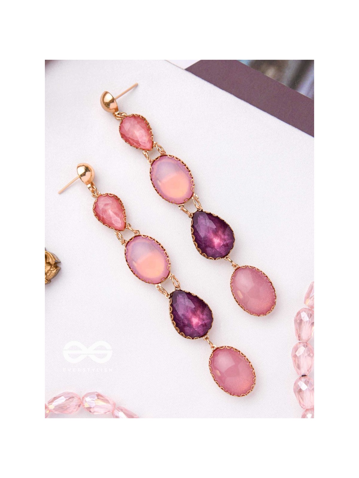 ROSE SOAKED RAIN - CLASSIC STATEMENT EARRINGS