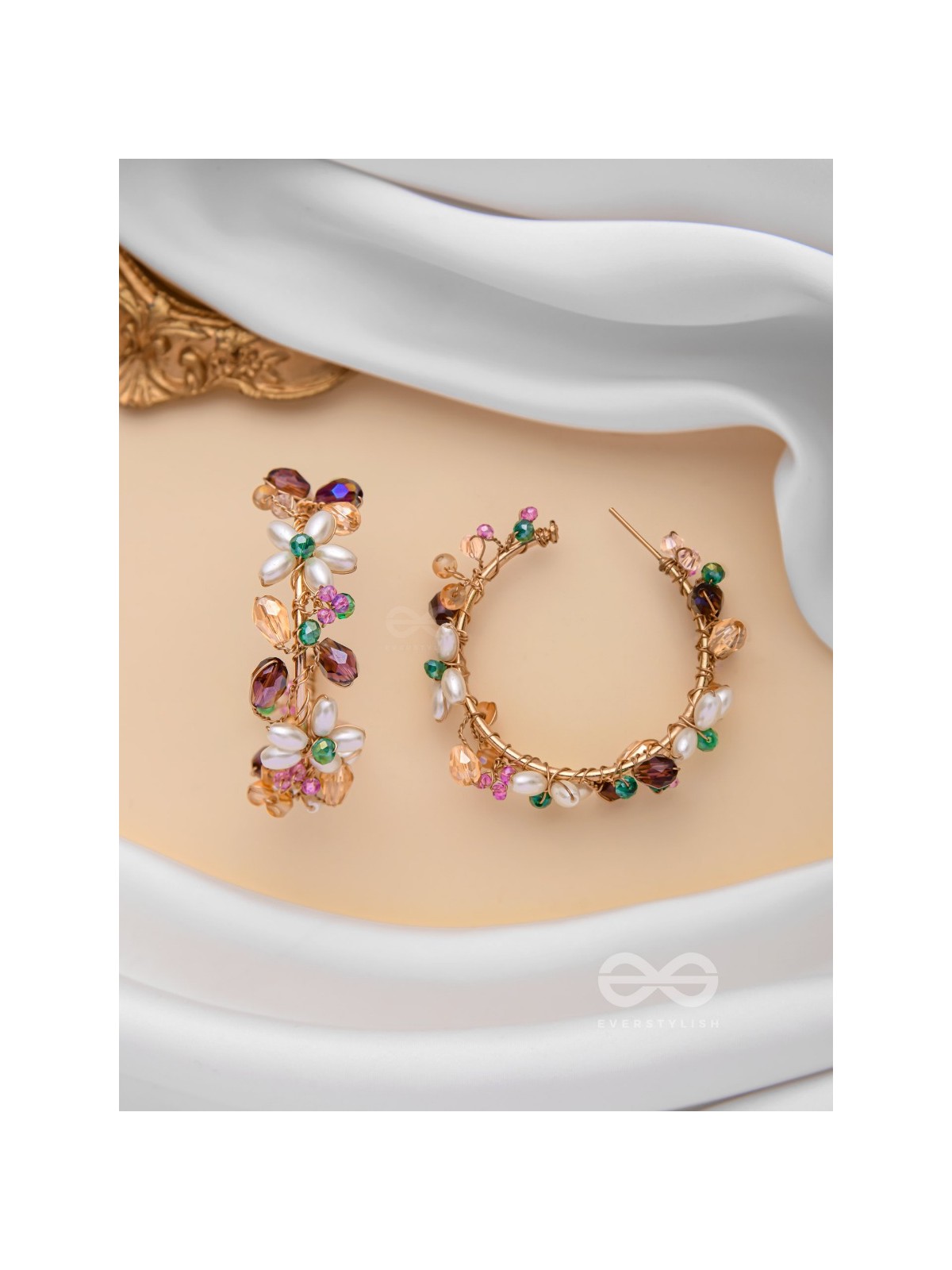 The Multicolored Blossom - Beaded Hoop Earrings
