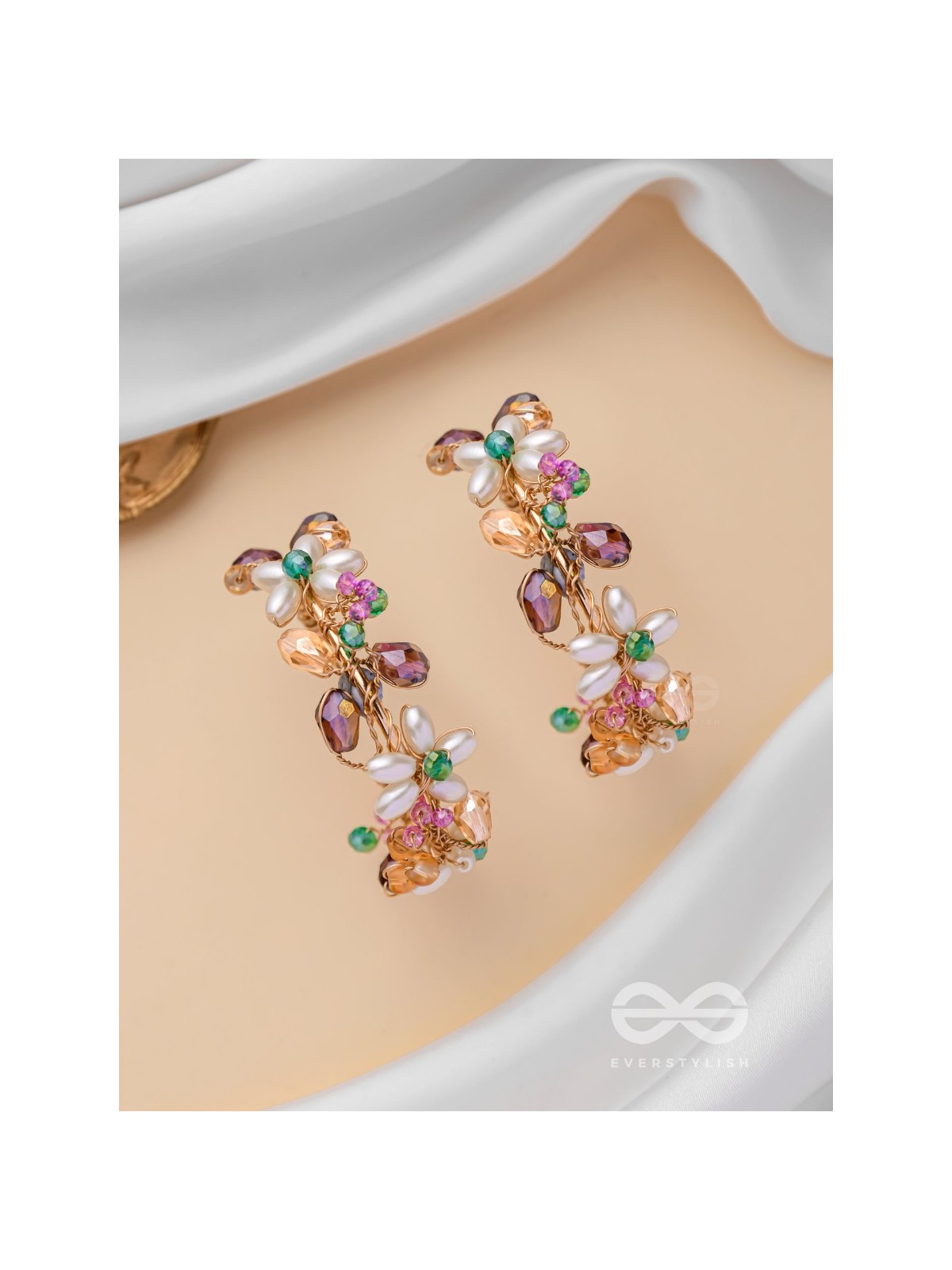 The Multicolored Blossom - Beaded Hoop Earrings