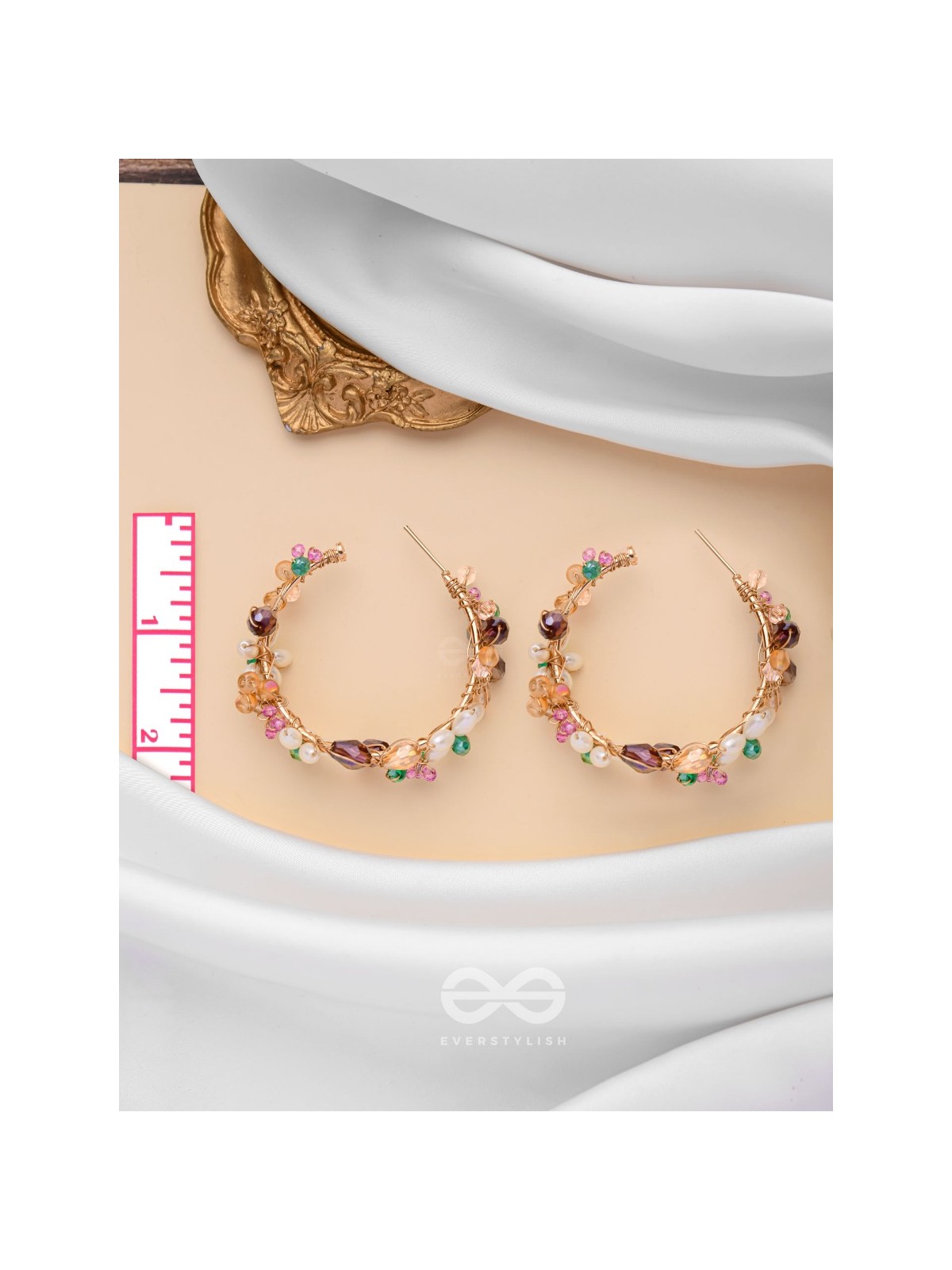 The Multicolored Blossom - Beaded Hoop Earrings