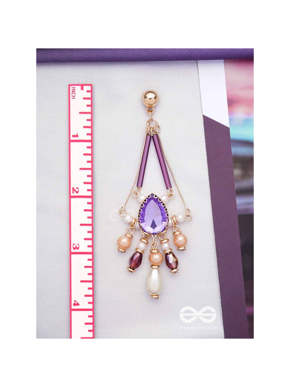 THE PASSIONATE PURPLE - EMBELLISHED DROP EARRINGS 