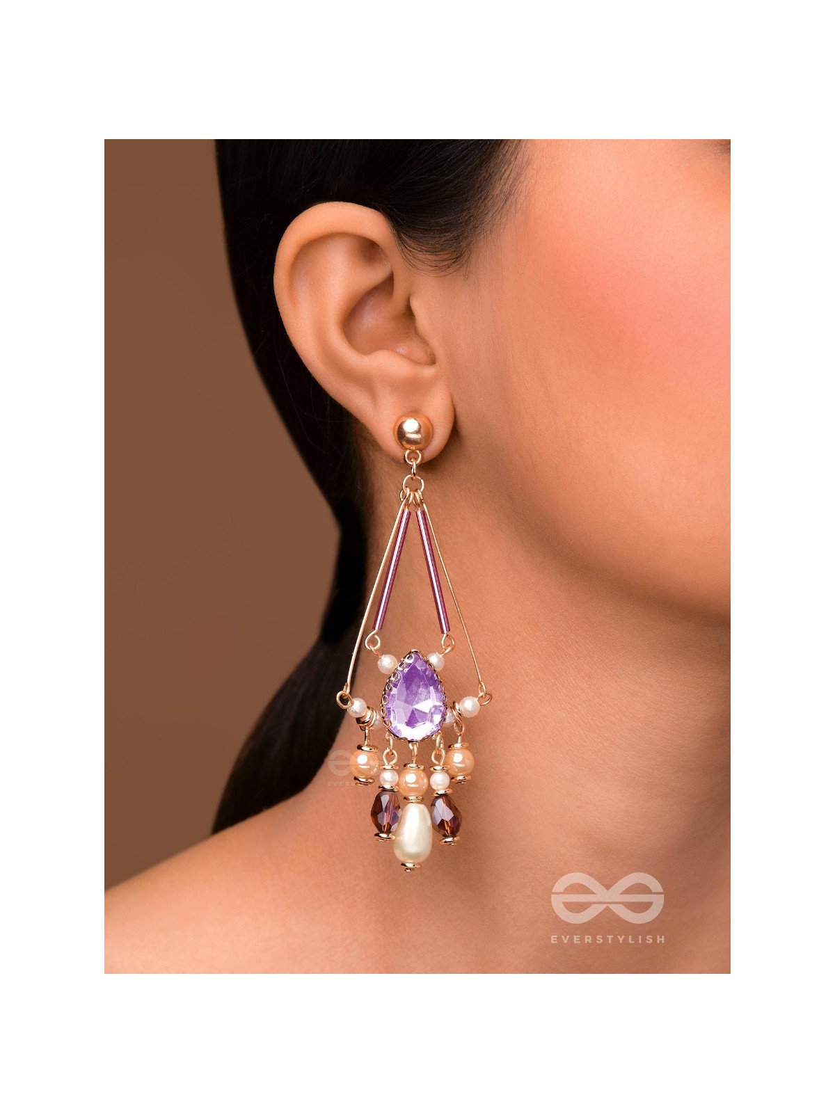 THE PASSIONATE PURPLE - EMBELLISHED DROP EARRINGS 