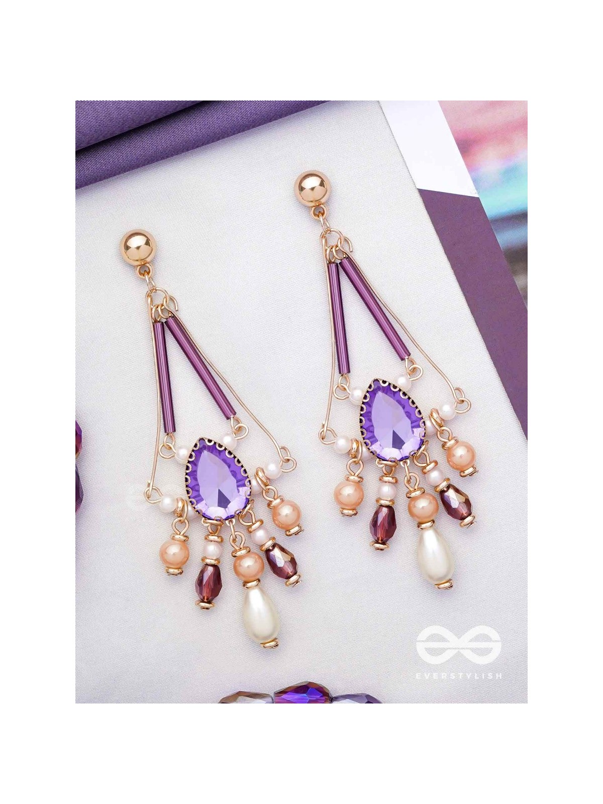 THE PASSIONATE PURPLE - EMBELLISHED DROP EARRINGS 
