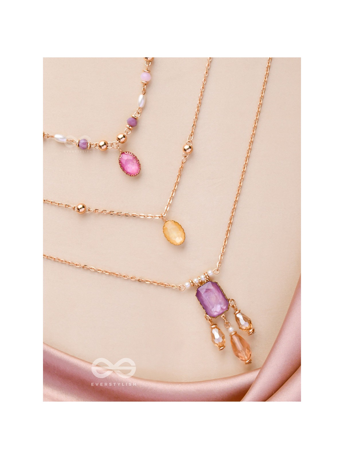 The Ravishing Rhinestones - Golden Multilayer Neckpiece With Anti-Tarnish Coating