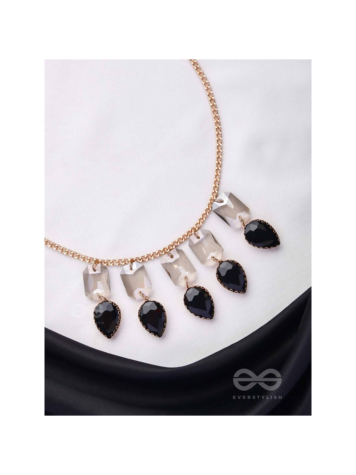 The Shadowed Nights -Golden Statement Neckpiece With Anti-Tarnish Coating 