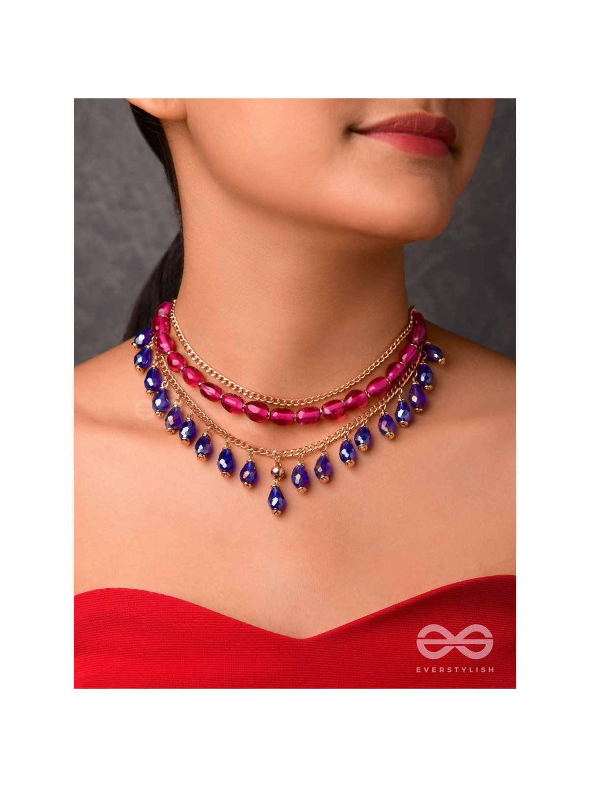 The Glamorous Rebel - Statement Multi Layered Necklace With Anti-Tarnish Coating 