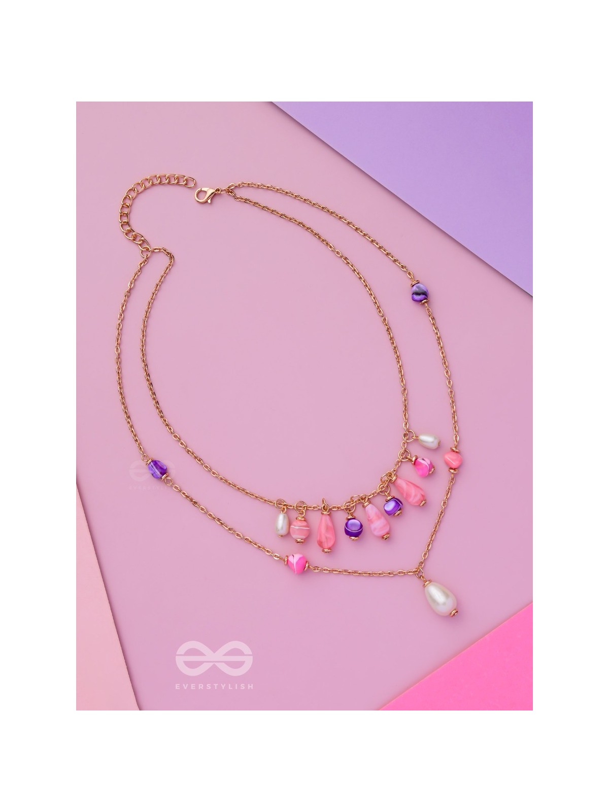 Whimsy Wonderland Waves - Cute Multilayered Neckpiece With Anti-Tarnish Coating 