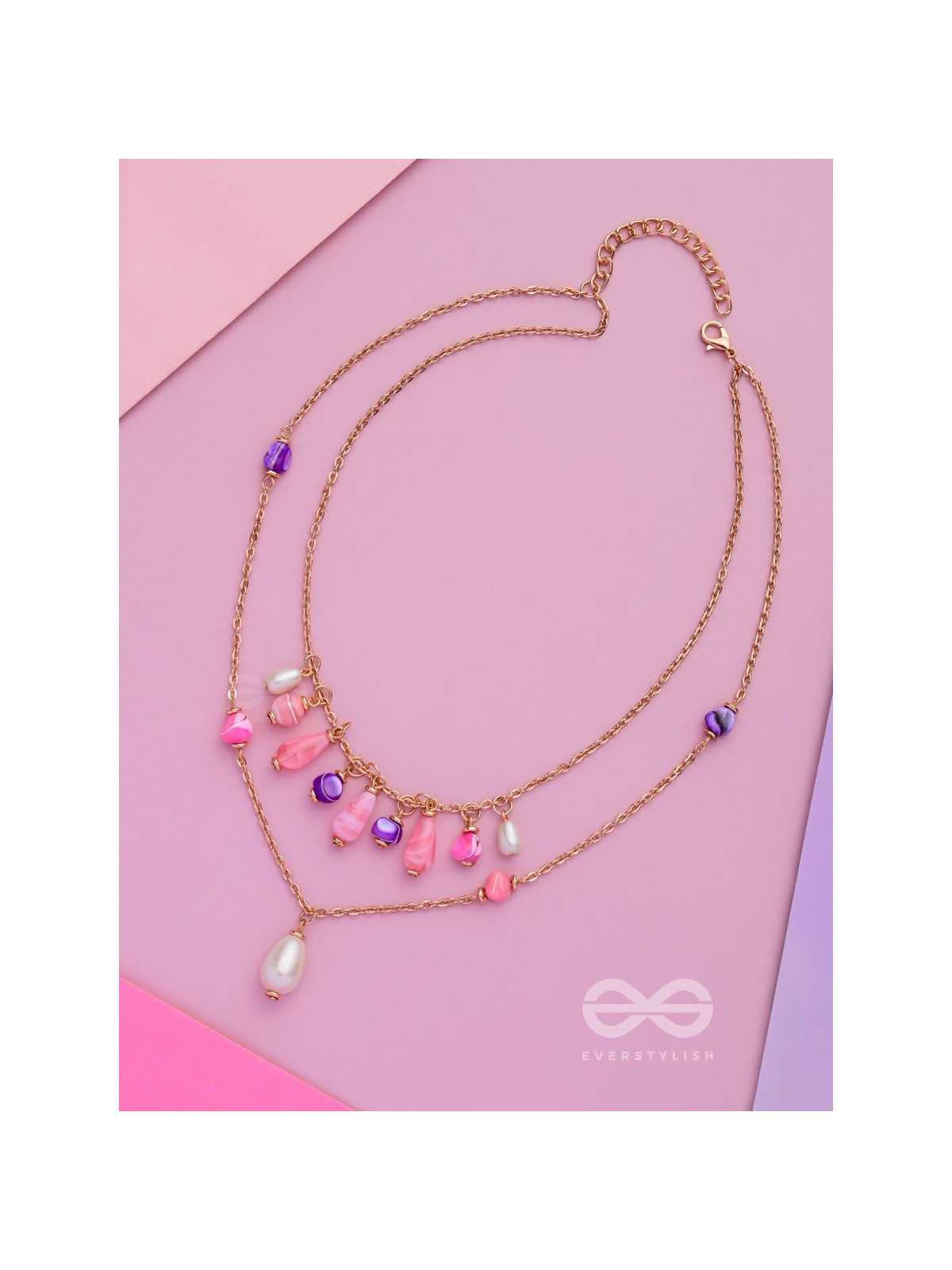 Whimsy Wonderland Waves - Cute Multilayered Neckpiece With Anti-Tarnish Coating 