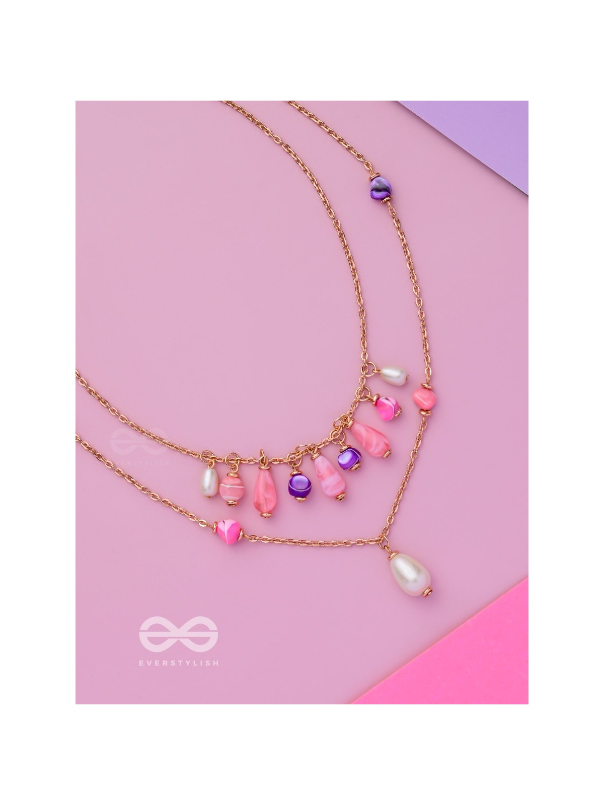 Whimsy Wonderland Waves - Cute Multilayered Neckpiece With Anti-Tarnish Coating 