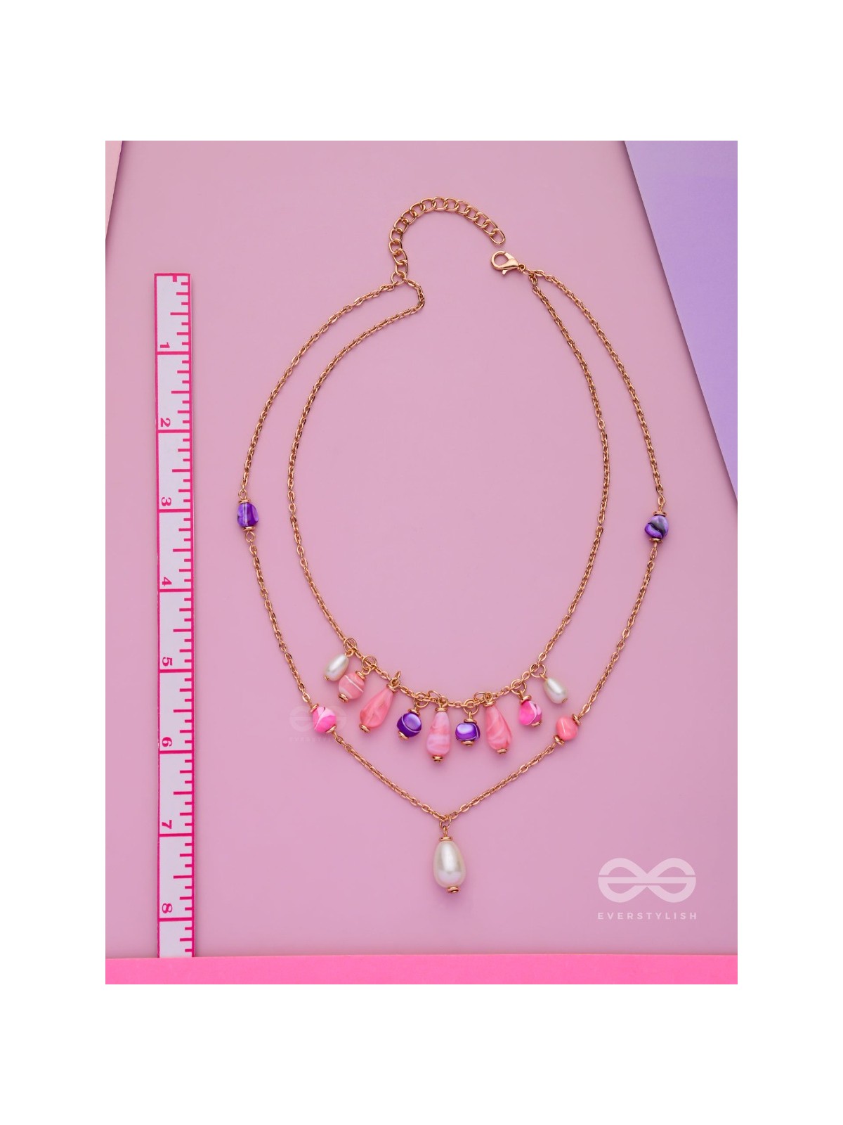 Whimsy Wonderland Waves - Cute Multilayered Neckpiece With Anti-Tarnish Coating 