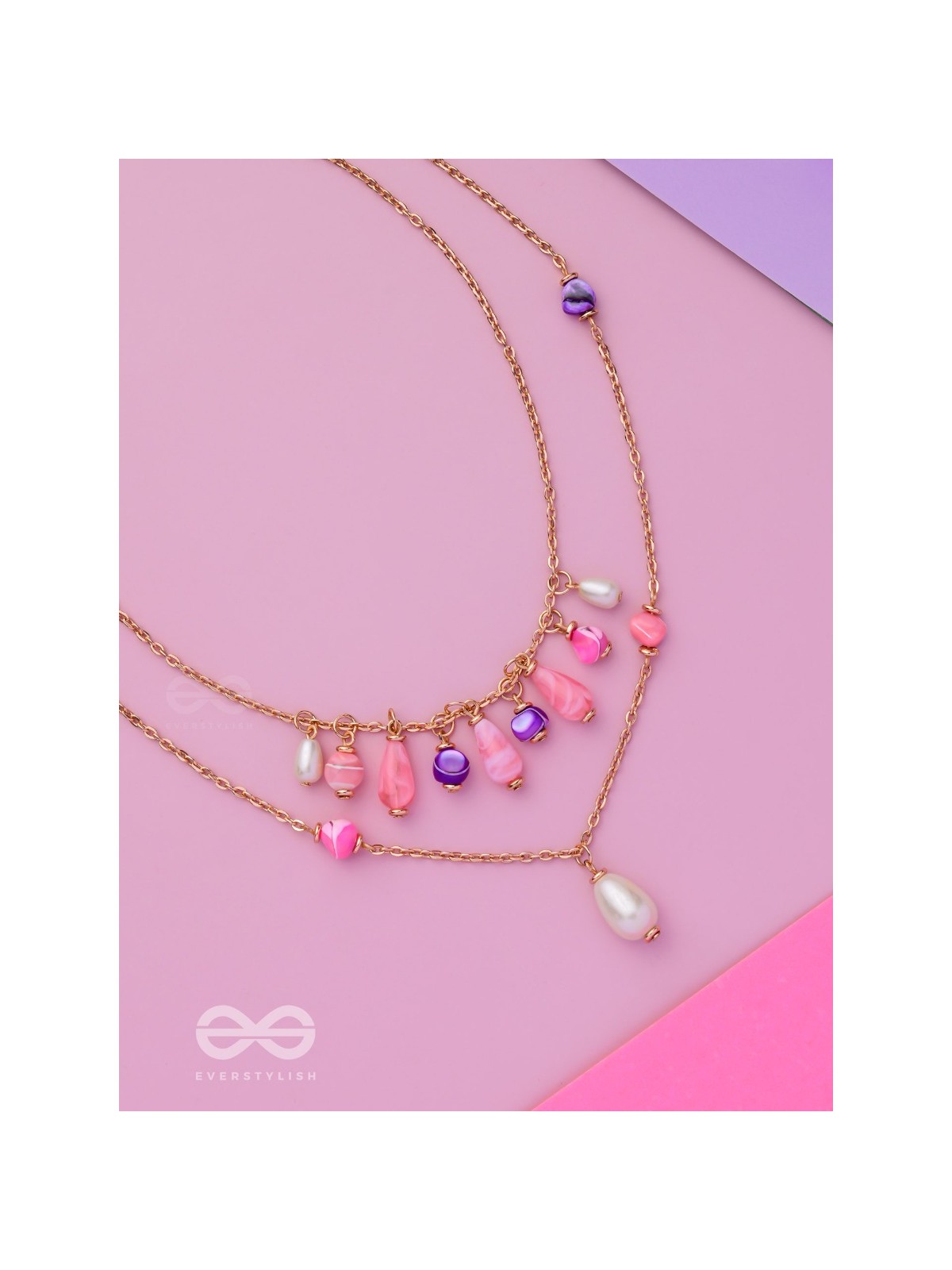 Whimsy Wonderland Waves - Cute Multilayered Neckpiece With Anti-Tarnish Coating 