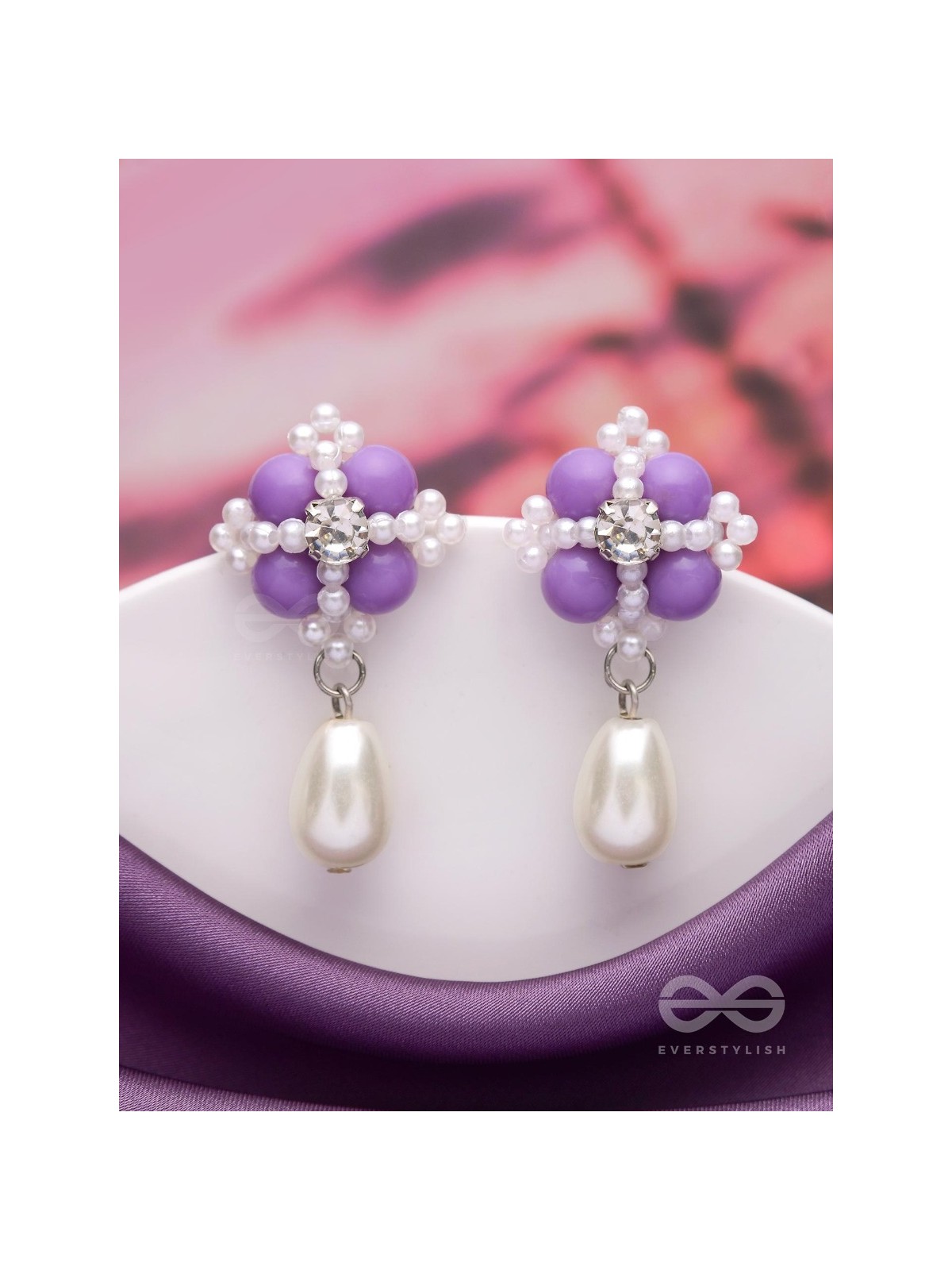A LAVENDER HAZE - CLASSIC BEADED DROP EARRINGS 