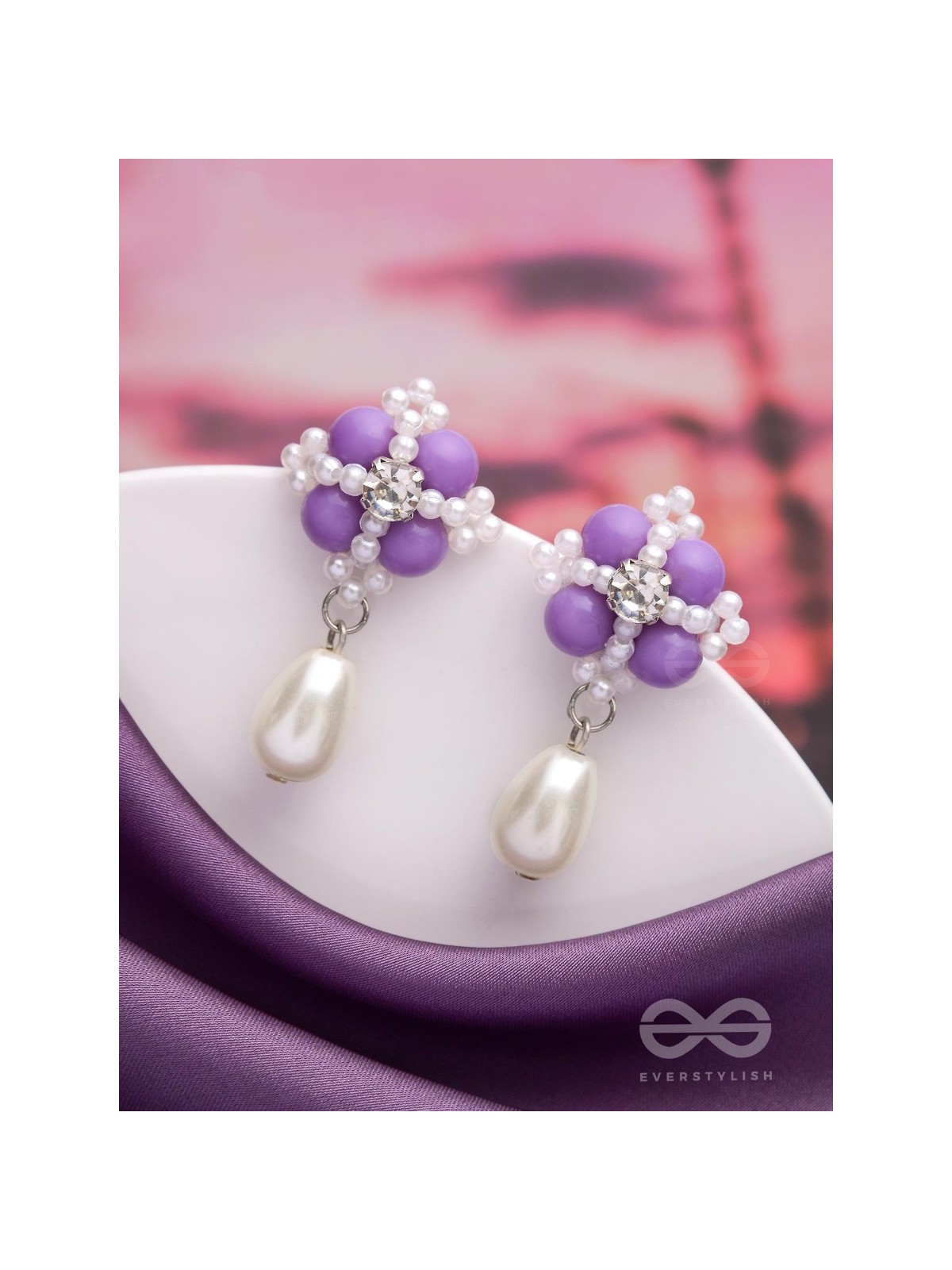 A LAVENDER HAZE - CLASSIC BEADED DROP EARRINGS 