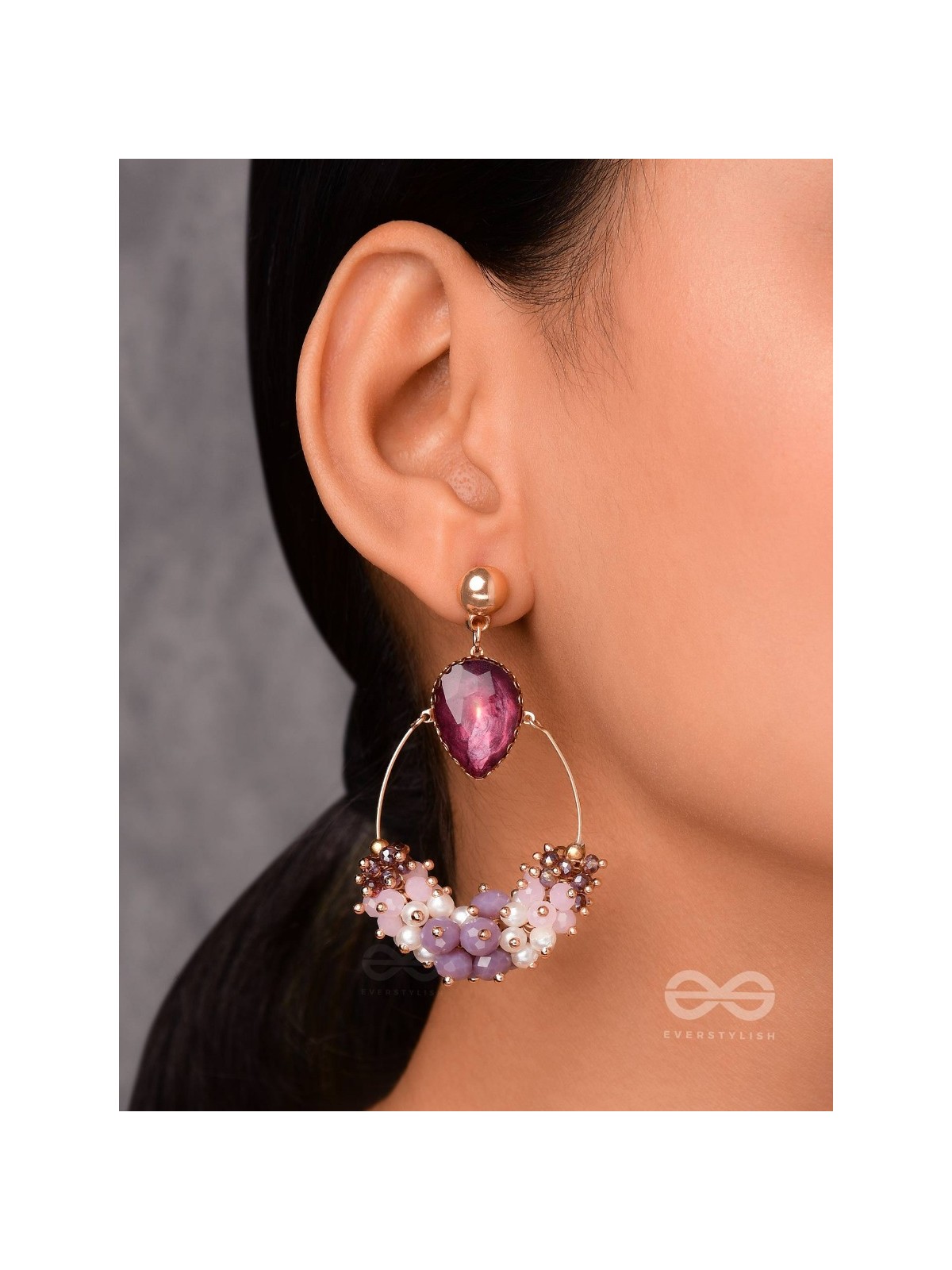 IT'S PURPLE'S MAGIC - GLAMOROUS BEADED EARRINGS