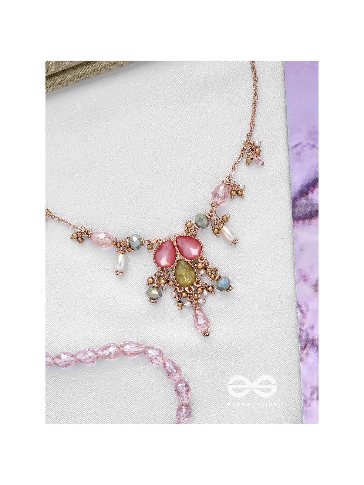 The Droplets Of Glamour - Golden Embellished Neckpiece With Anti-Tarnish Coating