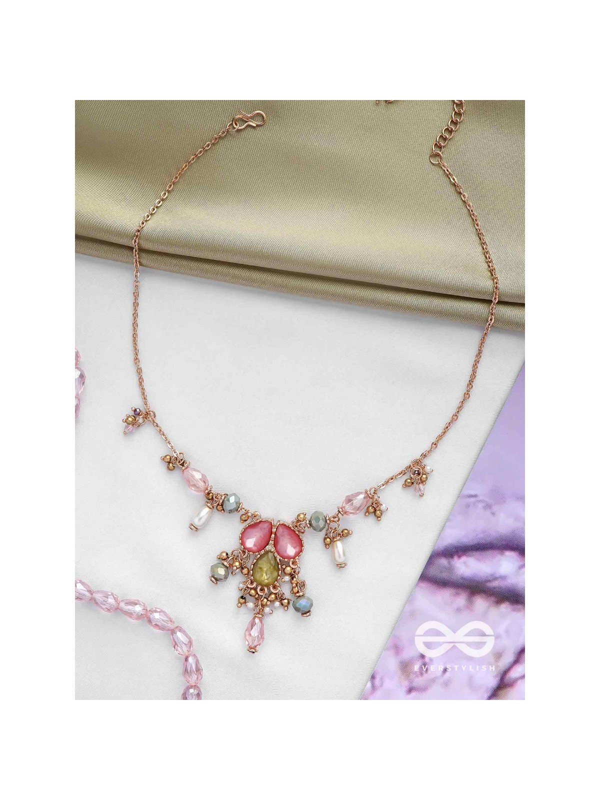 The Droplets Of Glamour - Golden Embellished Neckpiece With Anti-Tarnish Coating