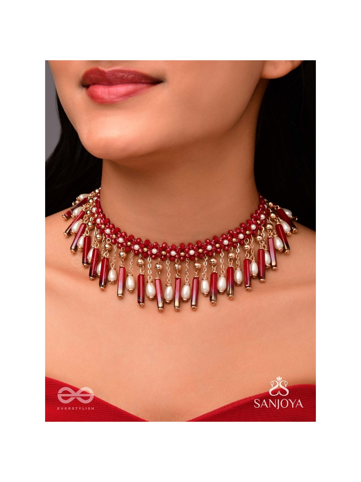 Sadhya - The Stellar Reflections - Golden Embellished Hand Embroidered Neckpiece With Anti-Tarnish Coating 