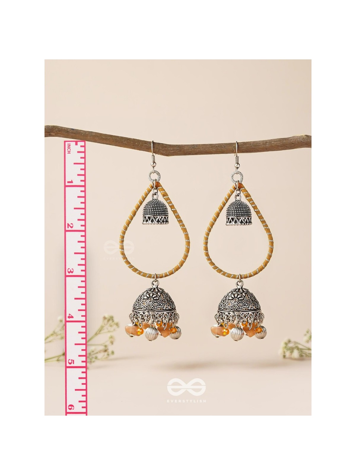 THE SUNLIT DROPS  - OXIDISED EMBELLISHED EARRINGS