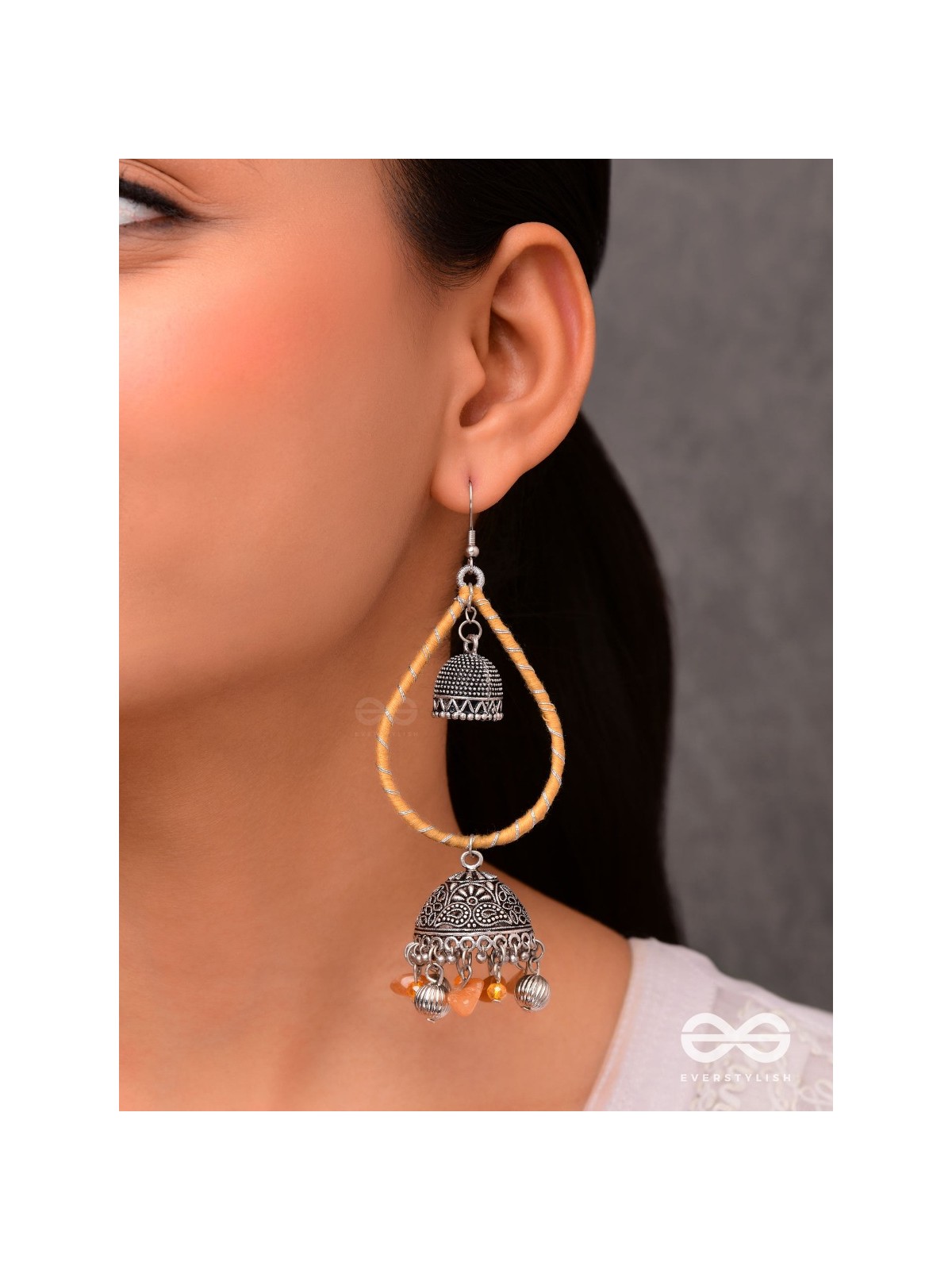 THE SUNLIT DROPS  - OXIDISED EMBELLISHED EARRINGS