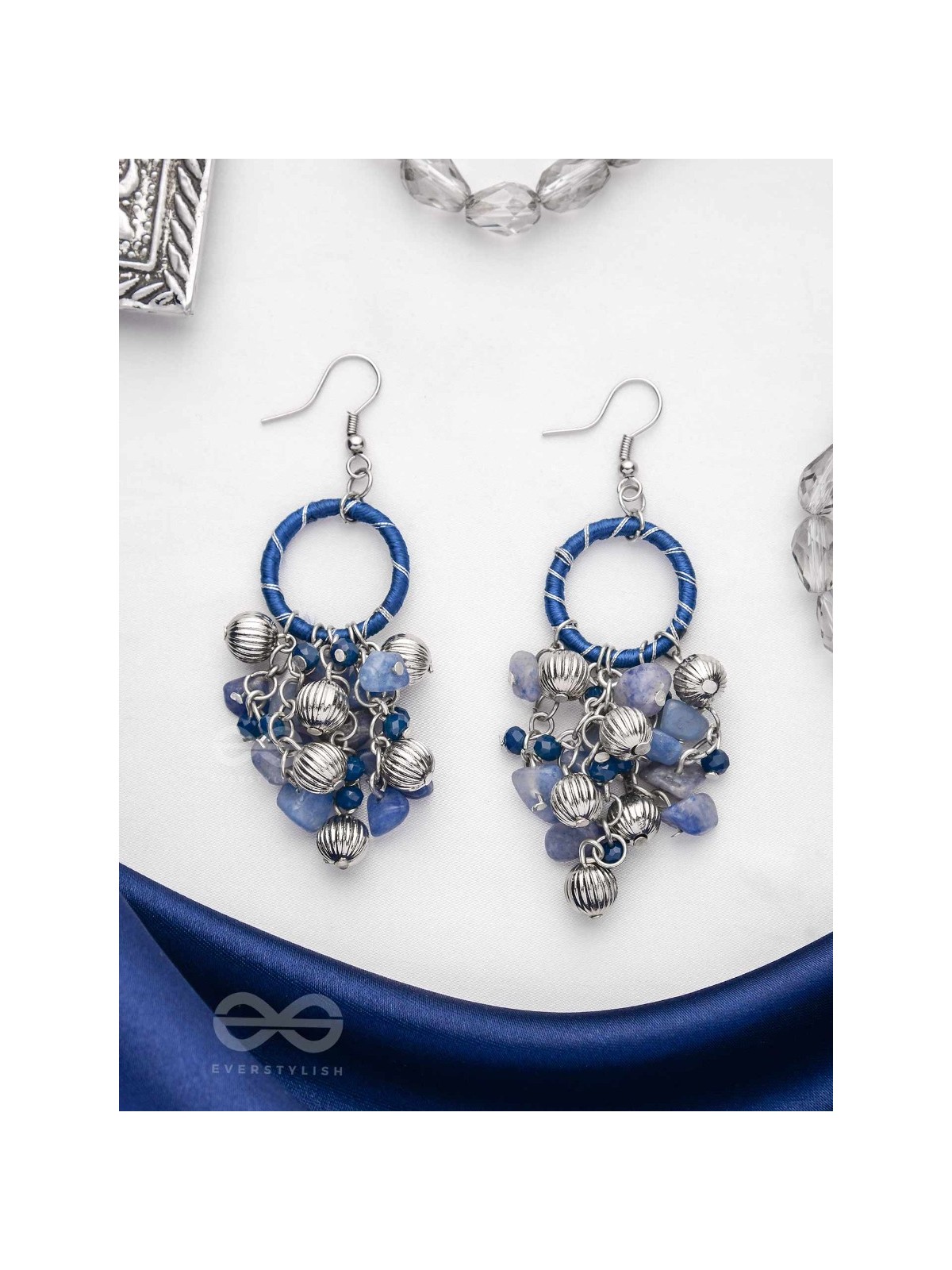 THE SAPHIRE GARDEN - WRAPPED WITH SILK THREAD DROP EARRINGS