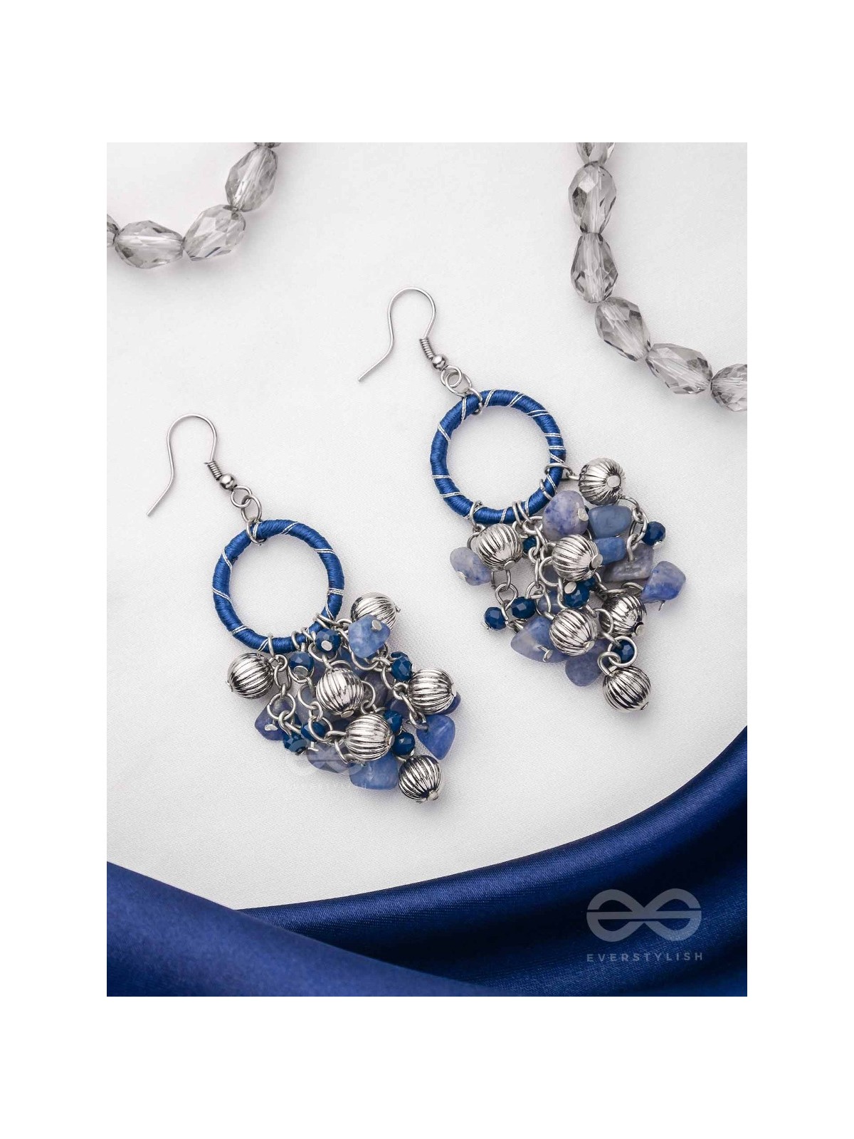 THE SAPHIRE GARDEN - WRAPPED WITH SILK THREAD DROP EARRINGS