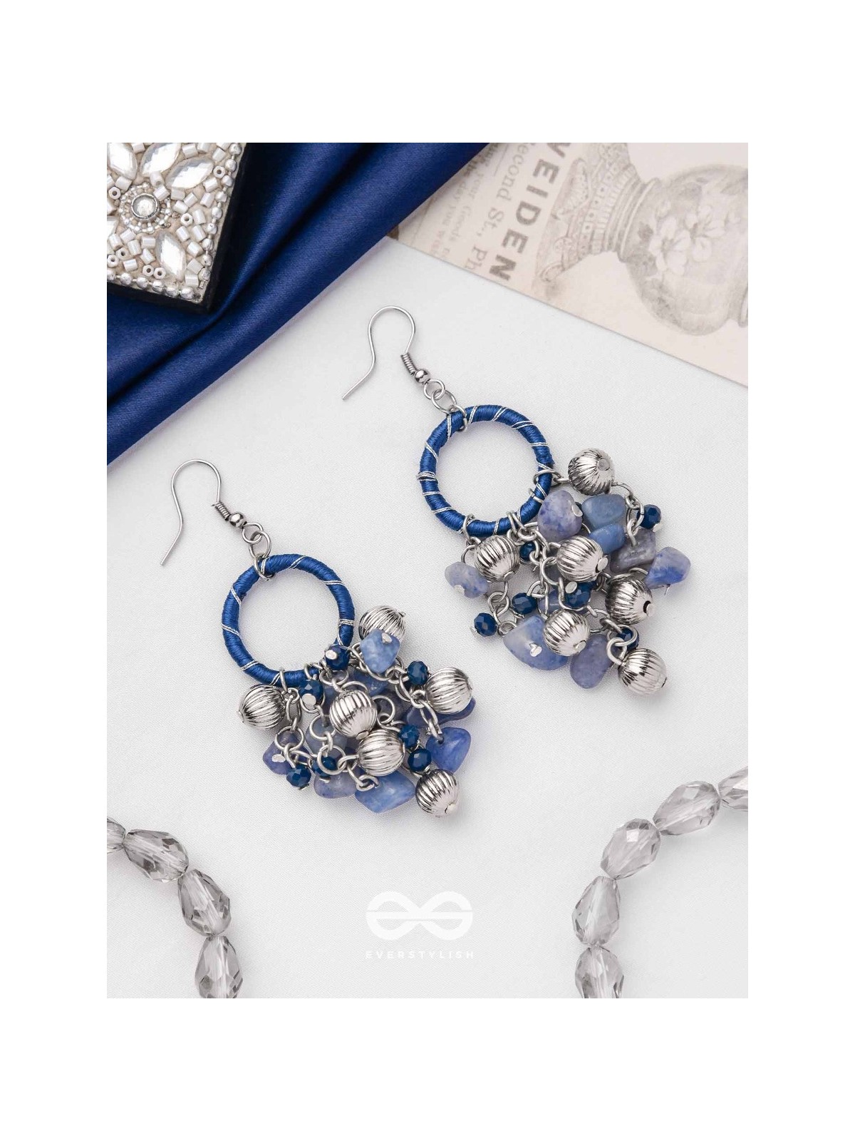 THE SAPHIRE GARDEN - WRAPPED WITH SILK THREAD DROP EARRINGS