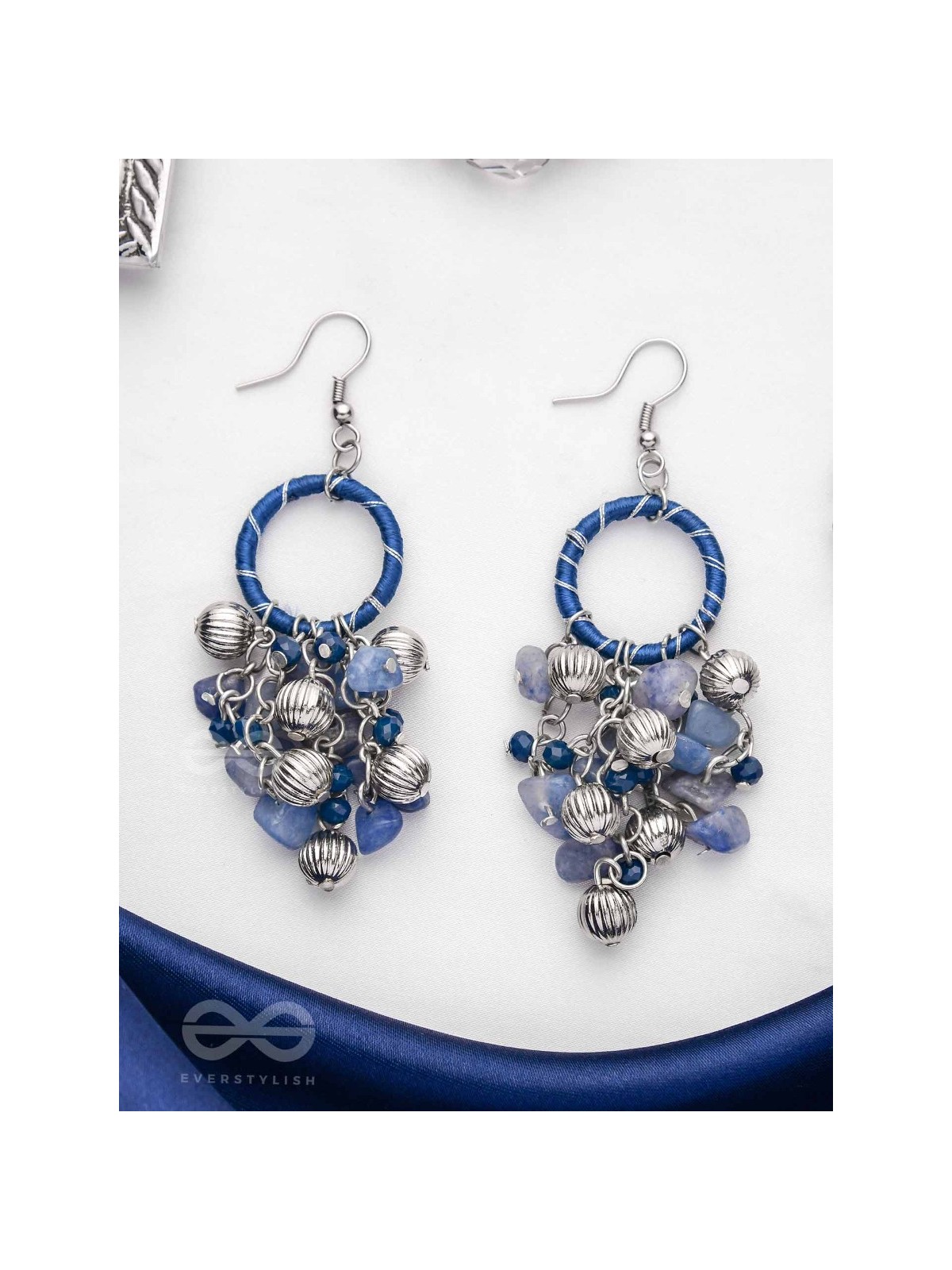 THE SAPHIRE GARDEN - WRAPPED WITH SILK THREAD DROP EARRINGS