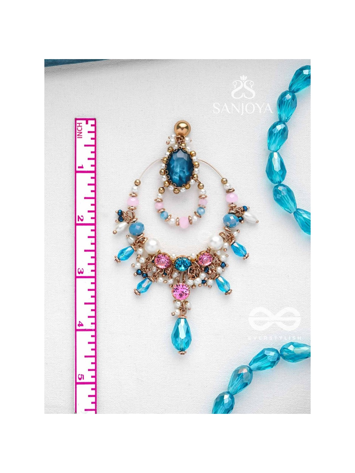 Abhram - The Shimmering Sky - Statement Golden Embellished Earrings 