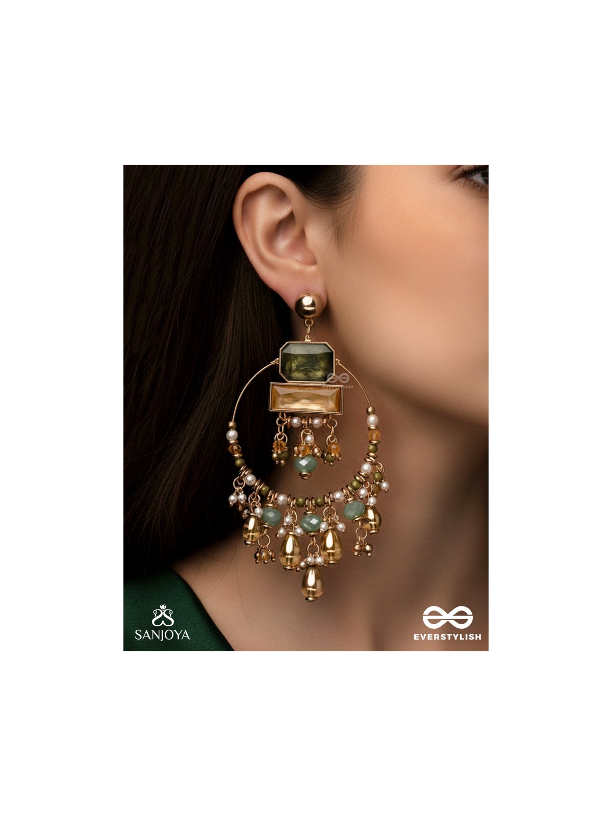 Abhivivas - The Shining Beauties - Statement Golden Embellished Earrings 